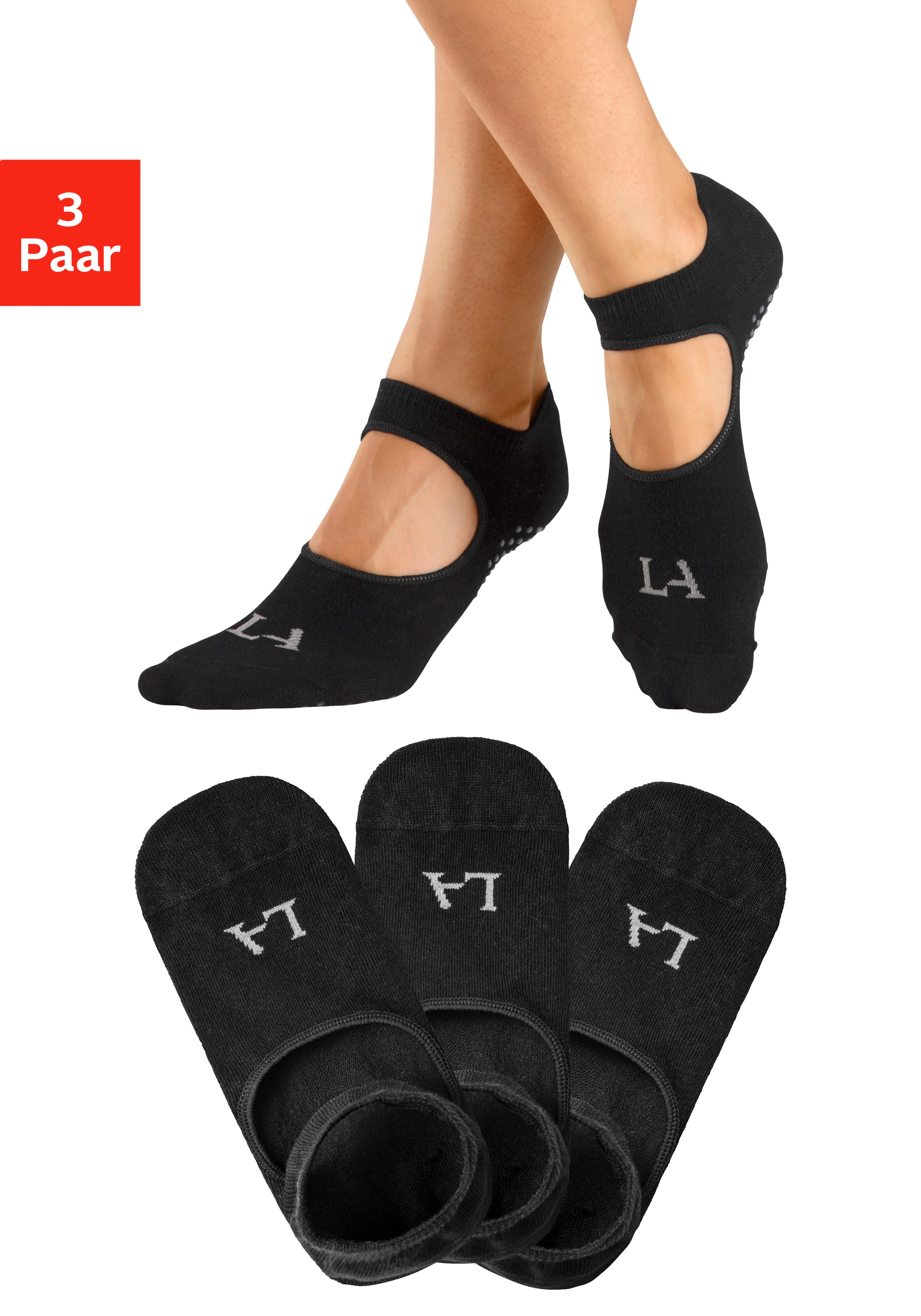 LASCANA ACTIVE ABS-Socken Packung, 3 Stk. tlg. mit Aussparung auf Fussrücken