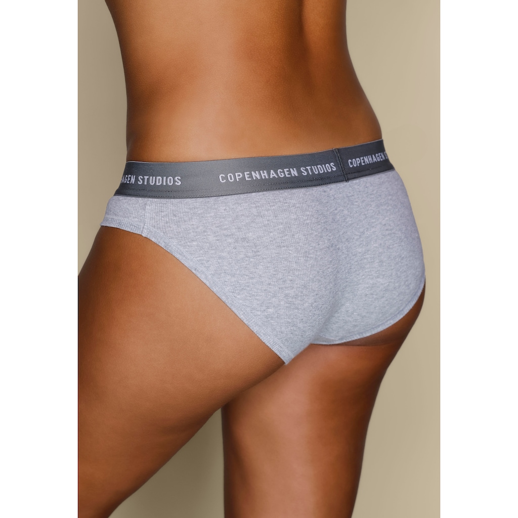 Copenhagen Studios Bikinislip »mit softem Logobund«, (2er-Pack), aus gerippter Bio-Baumwollqualität