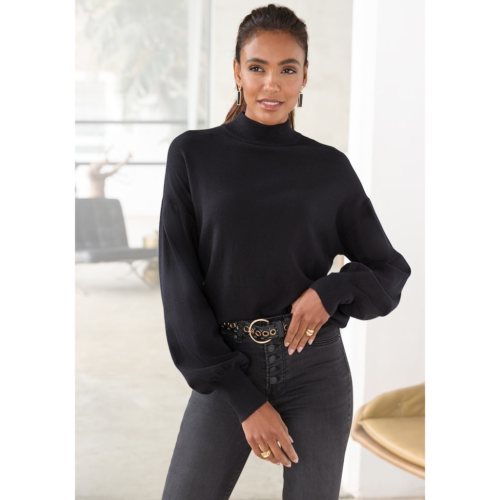 LASCANA Strickpullover, mit kleinem Stehkragen, Feinstrickpullover, casual-chic