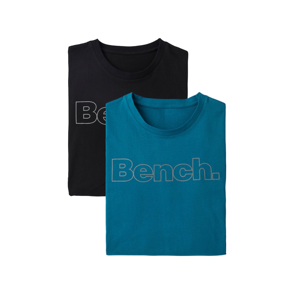 Bench. Loungewear T-Shirt, (2 tlg.), Shirt mit Logoprint, Basicshirt mit Rundhals aus reiner Baumwolle