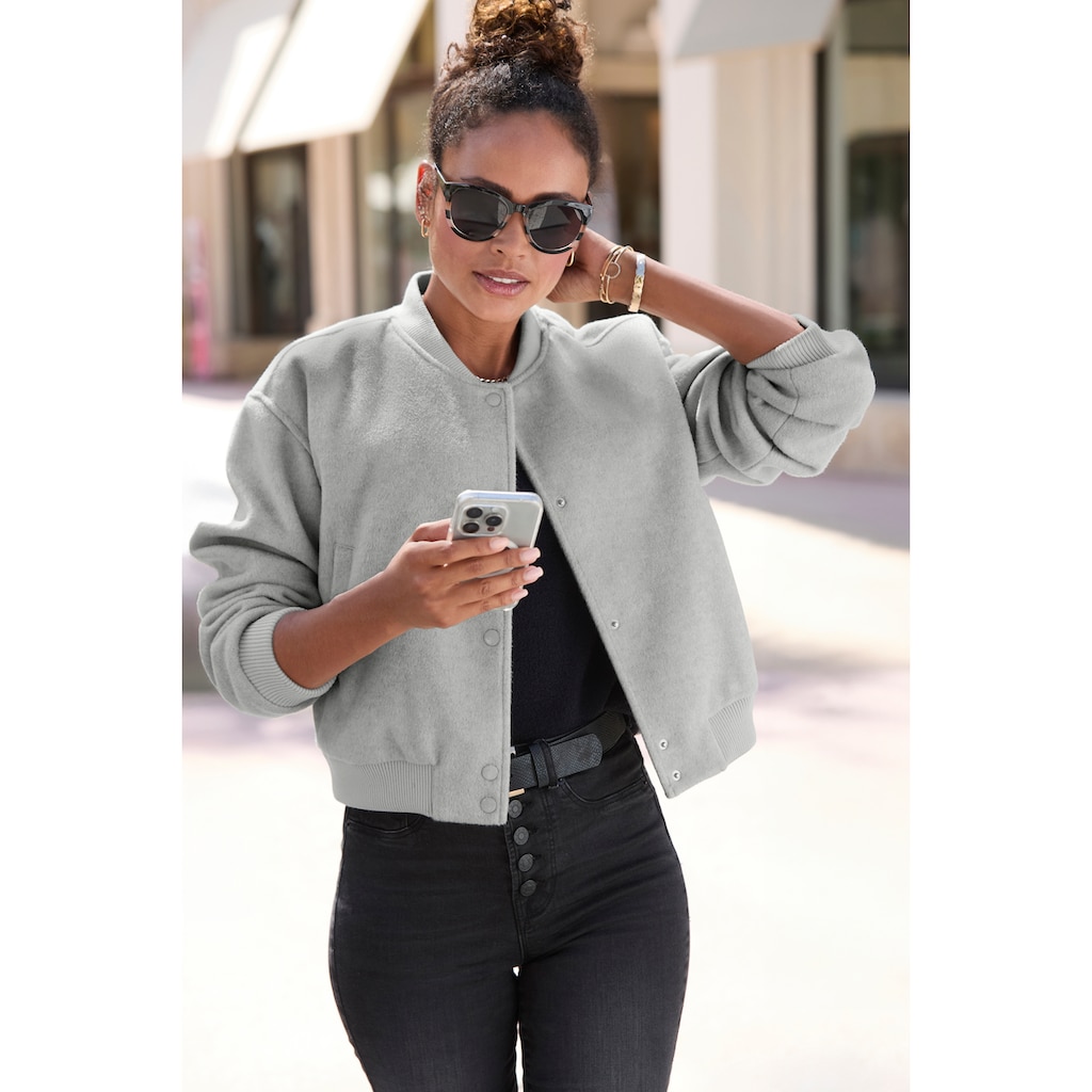 LASCANA Bomberjacke, mit Rippbündchen, Pilotenjacke mit Druckknöpfen und Taschen