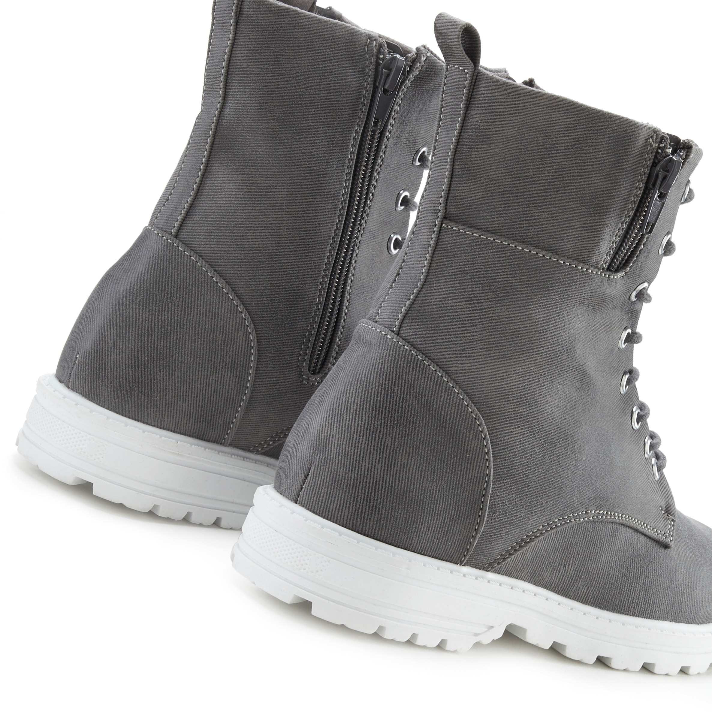LASCANA Schnürstiefelette, zum Schnüren, modische Optik im Combat Look, Reissverschluss-Boots