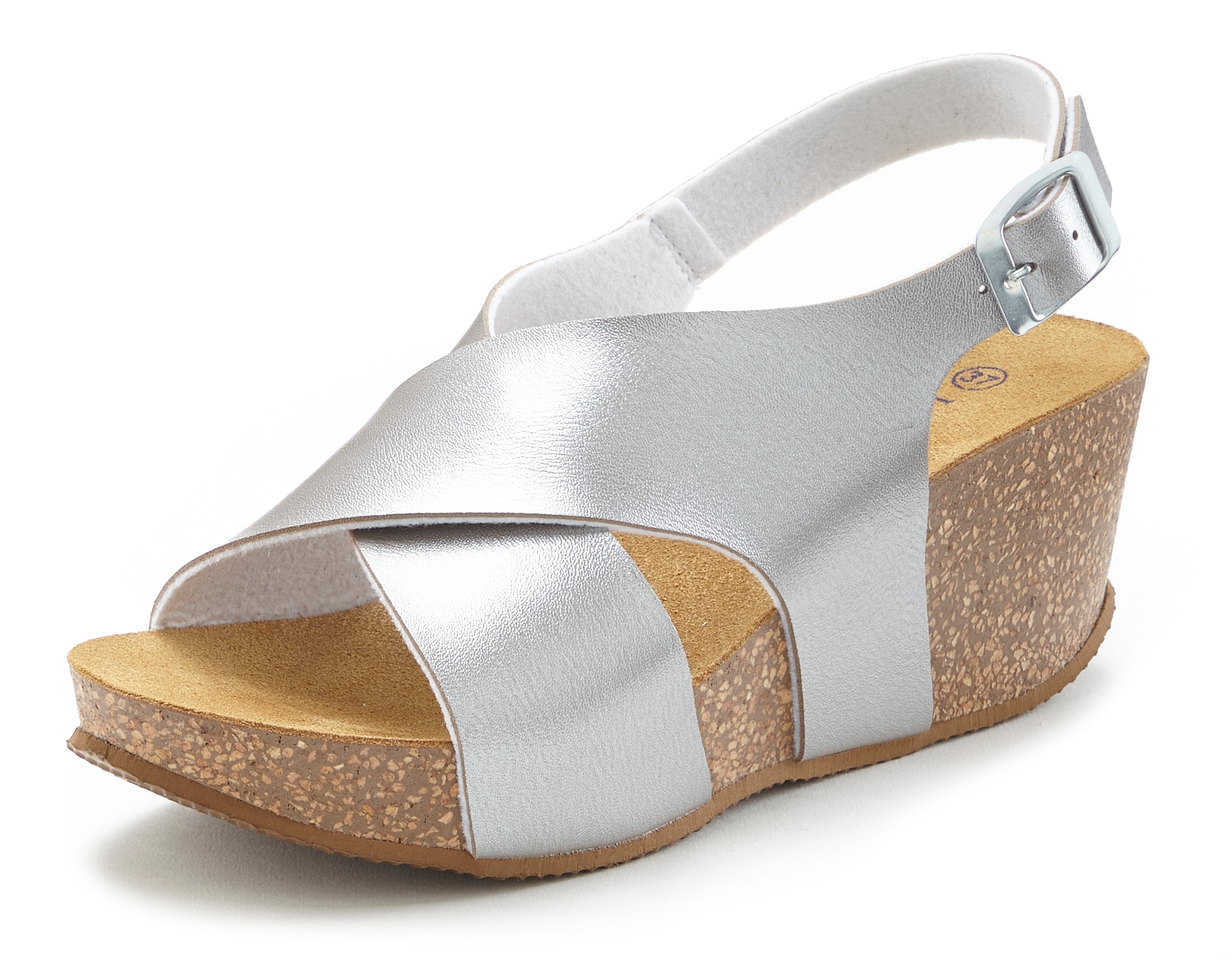 LASCANA Sandalette »Sommerschuh«, Sommerschuh mit Keilabsatz und Korkfussbett
