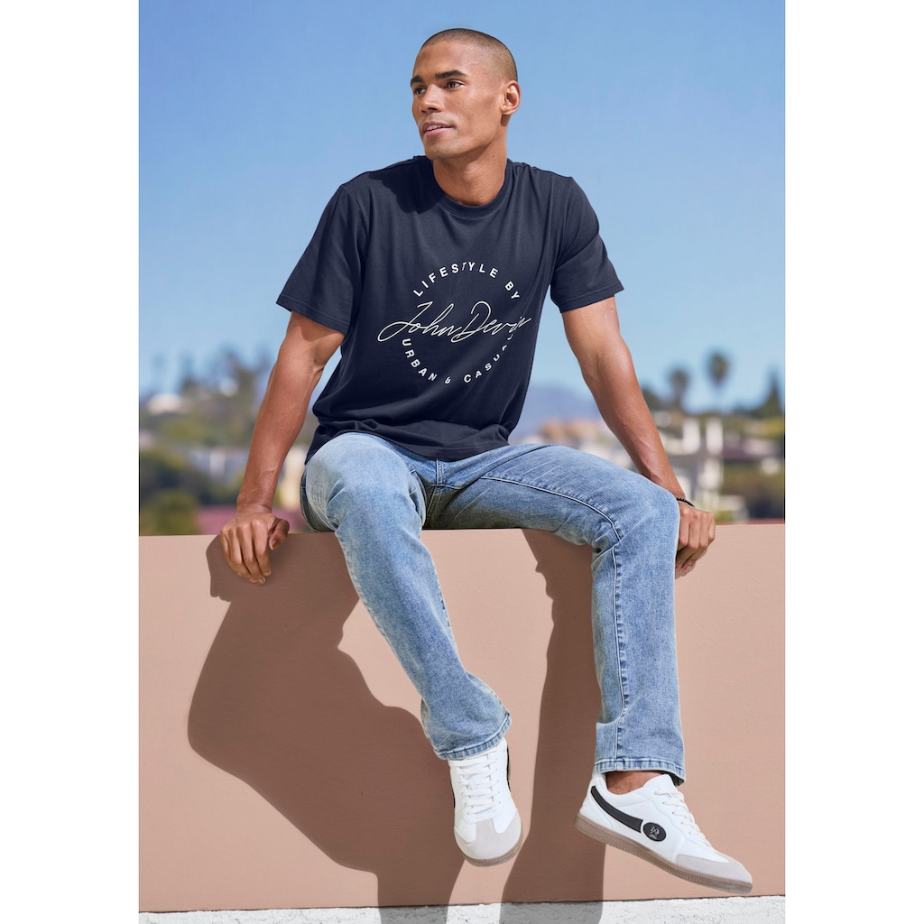 John Devin T-Shirt, Rundhalsshirt mit Print aus reiner Baumwolle