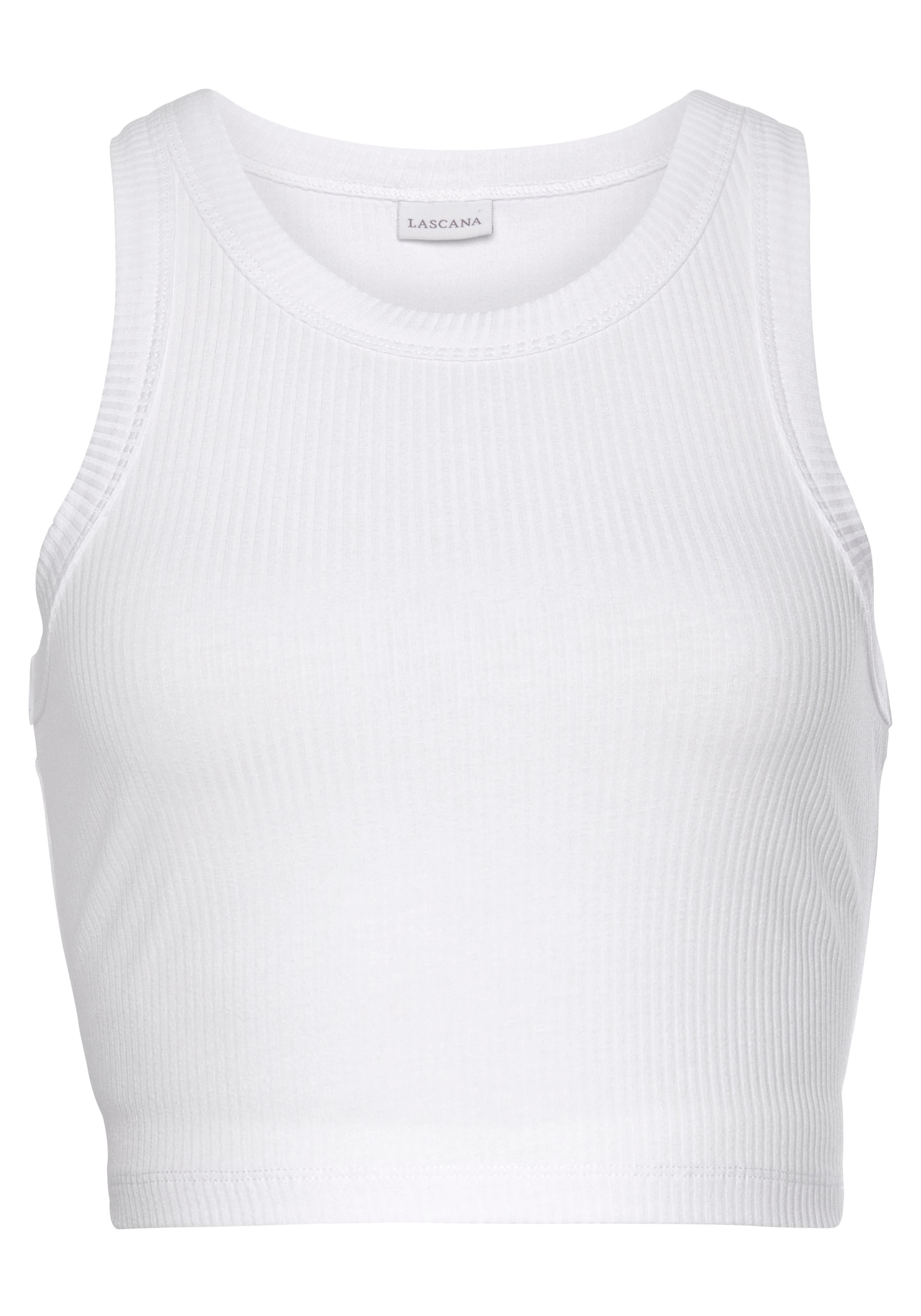 LASCANA Crop-Top, (2er-Pack), aus weicher Rippware, sommerliche Basic Tops