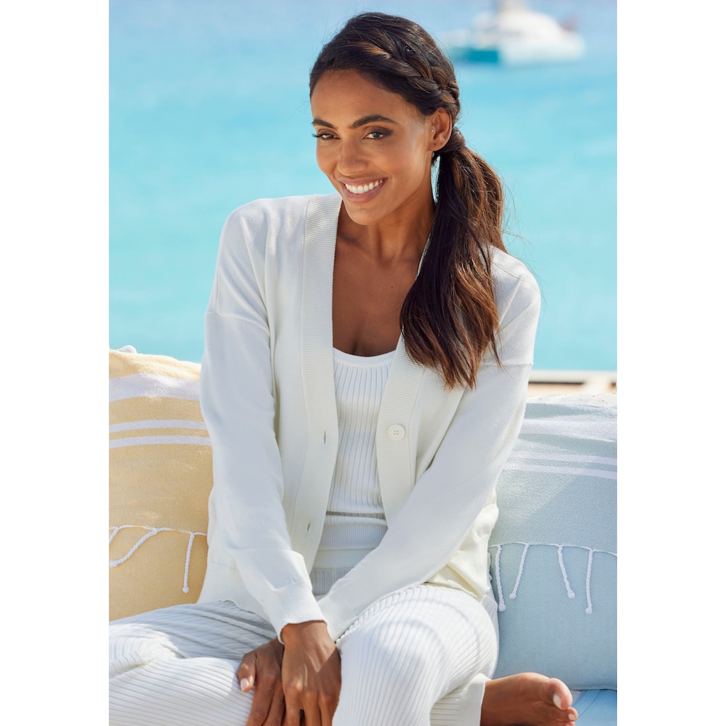 LASCANA Strickjacke, in kurzer Form, Loungewear