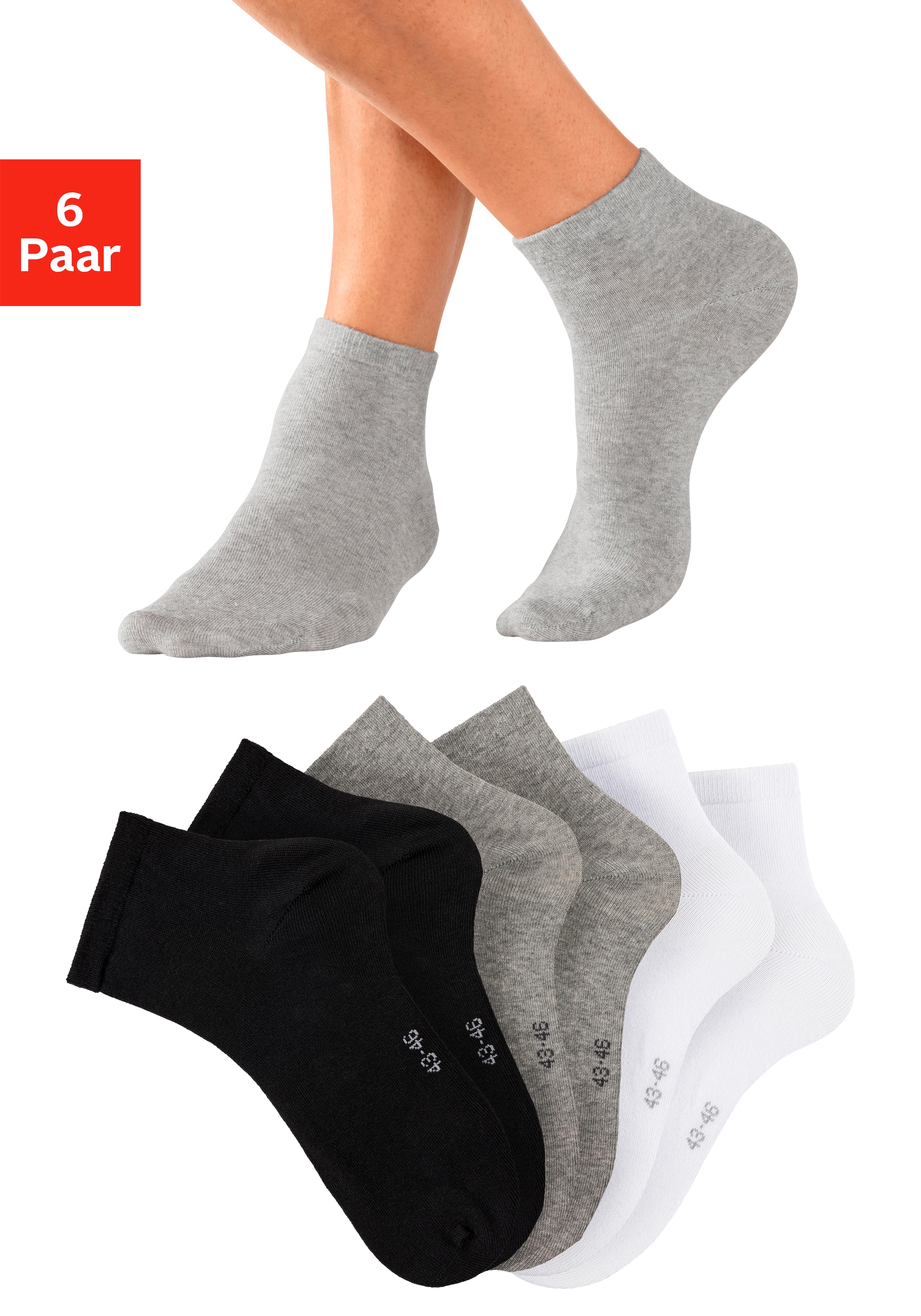 Bench. Kurzsocken Packung, 6 Paar tlg. mit eingestricktem Markenlogo im Bündchen