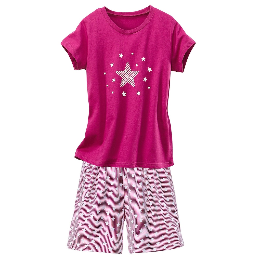 petite fleur Pyjama, (Set, 4 tlg., 2 Stück), modischer Sternendruck auf den Shirts und Hosen