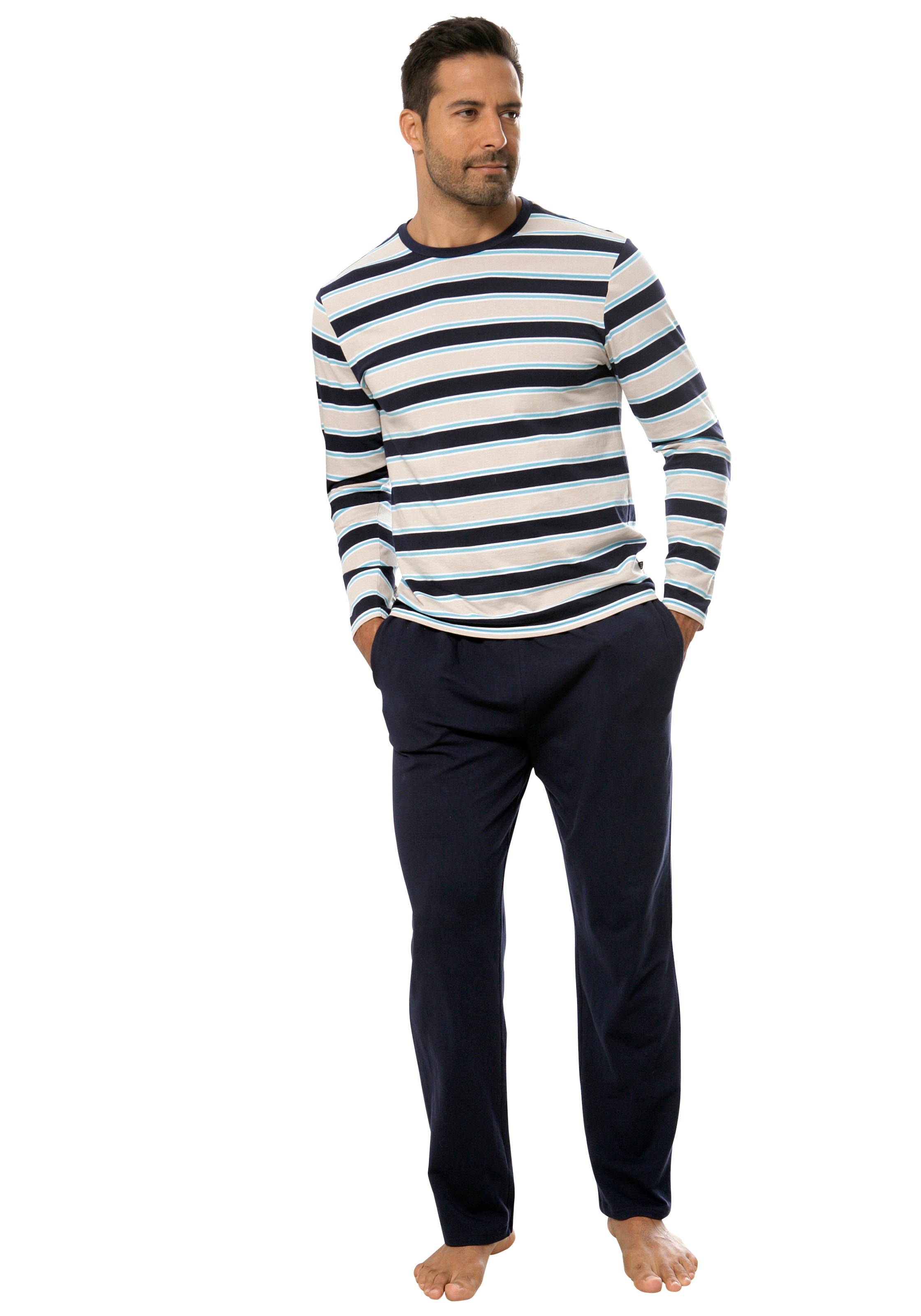 H.I.S Pyjama 1 Stück, 2 tlg. Schlafanzug in schöner Streifenoptik