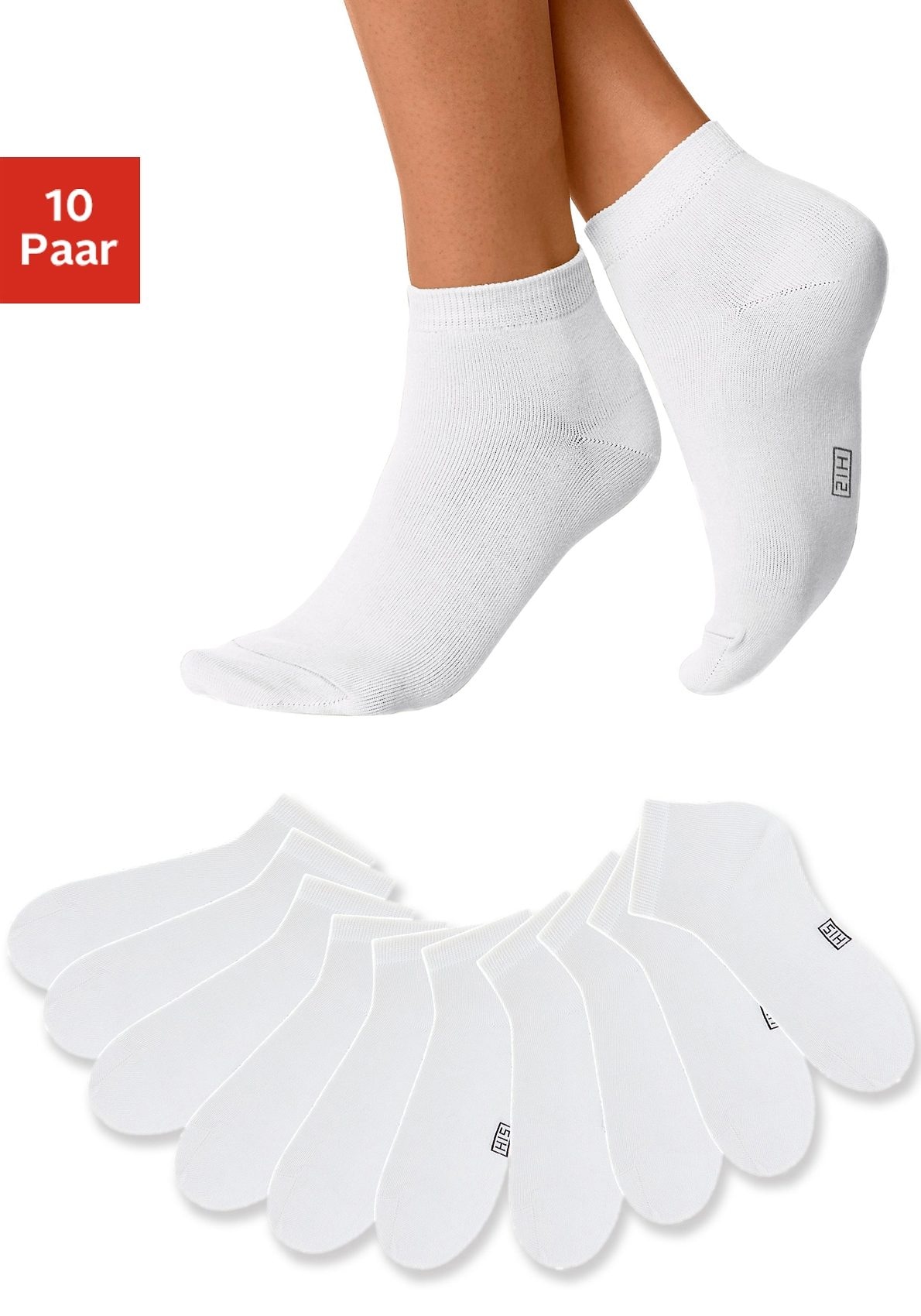 H.I.S Kurzsocken Packung, 10 Paar tlg. mit verstärkter Ferse und Spitze