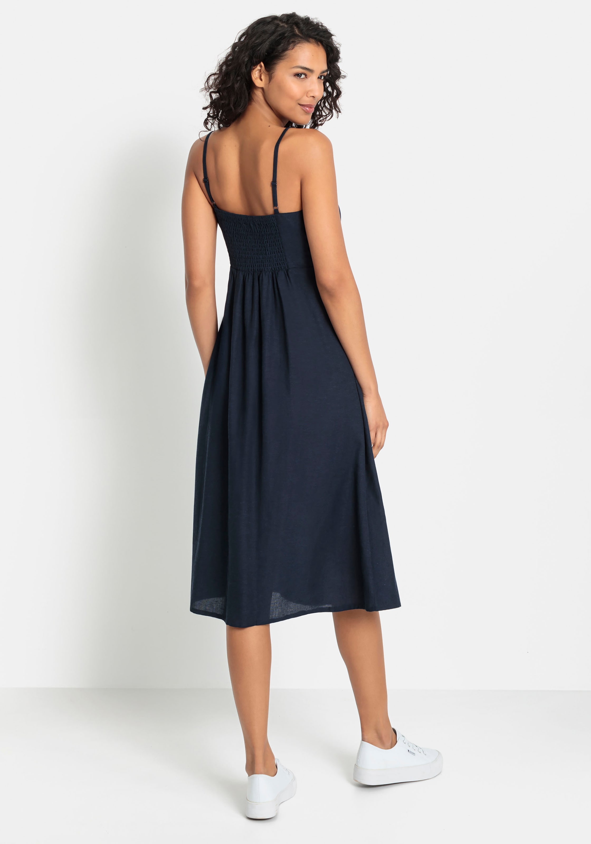 LASCANA Sommerkleid, aus Leinenmix mit Baumwolle, Midikleid, Strandkleid