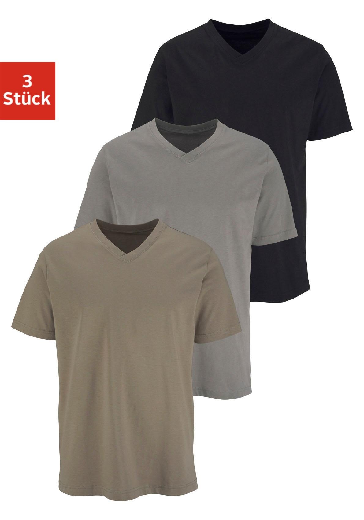 H.I.S T-Shirt Packung, 3 Stk. mit V-Ausschnitt aus Baumwolle, Unterhemd, T-Shirt