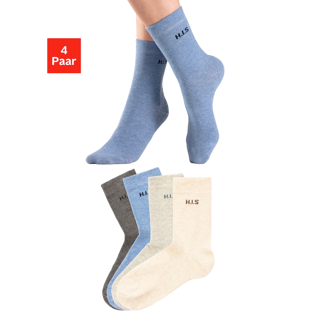 H.I.S Socken, (Packung, 4 Paar), ohne einschneidendes Bündchen