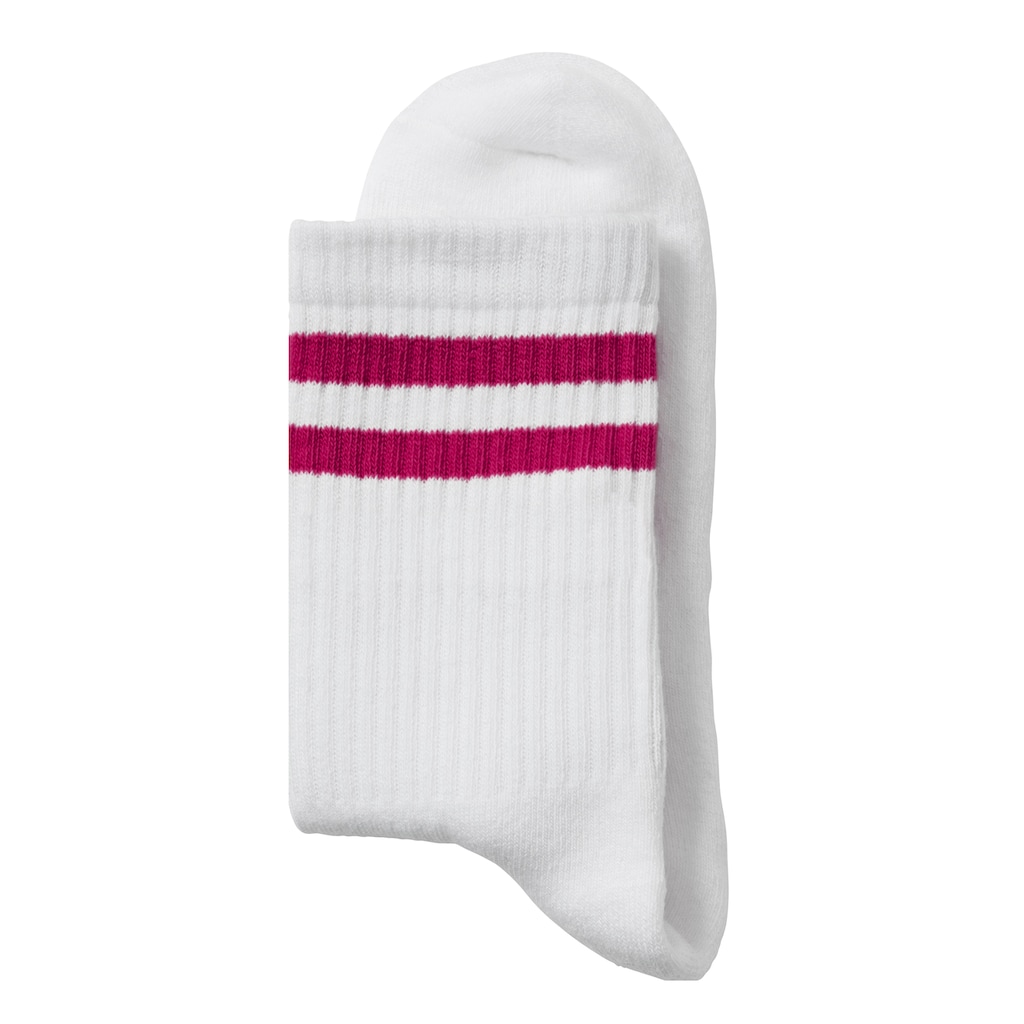 LASCANA Tennissocken, (Packung, 3 Paar), mit farbigen Ringeln am Bündchen