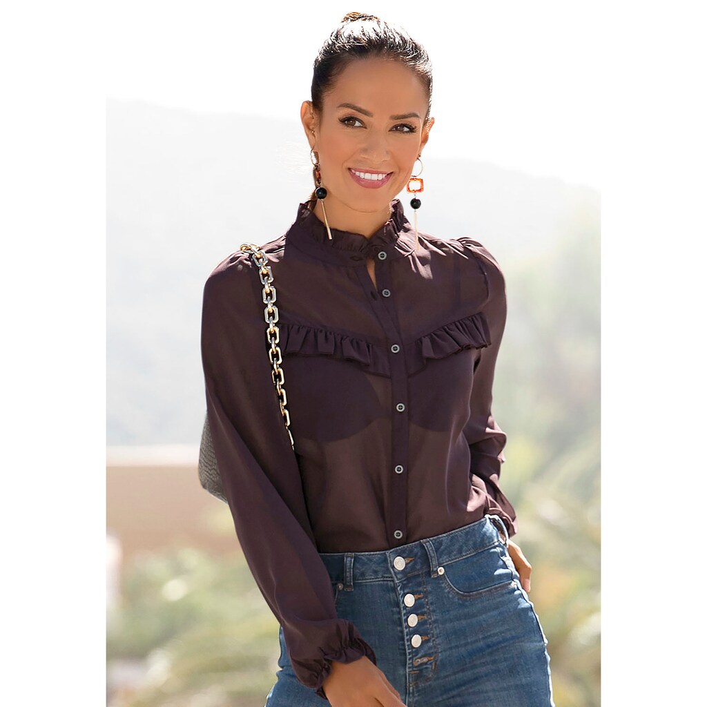LASCANA Chiffonbluse, mit modischen Rüschen