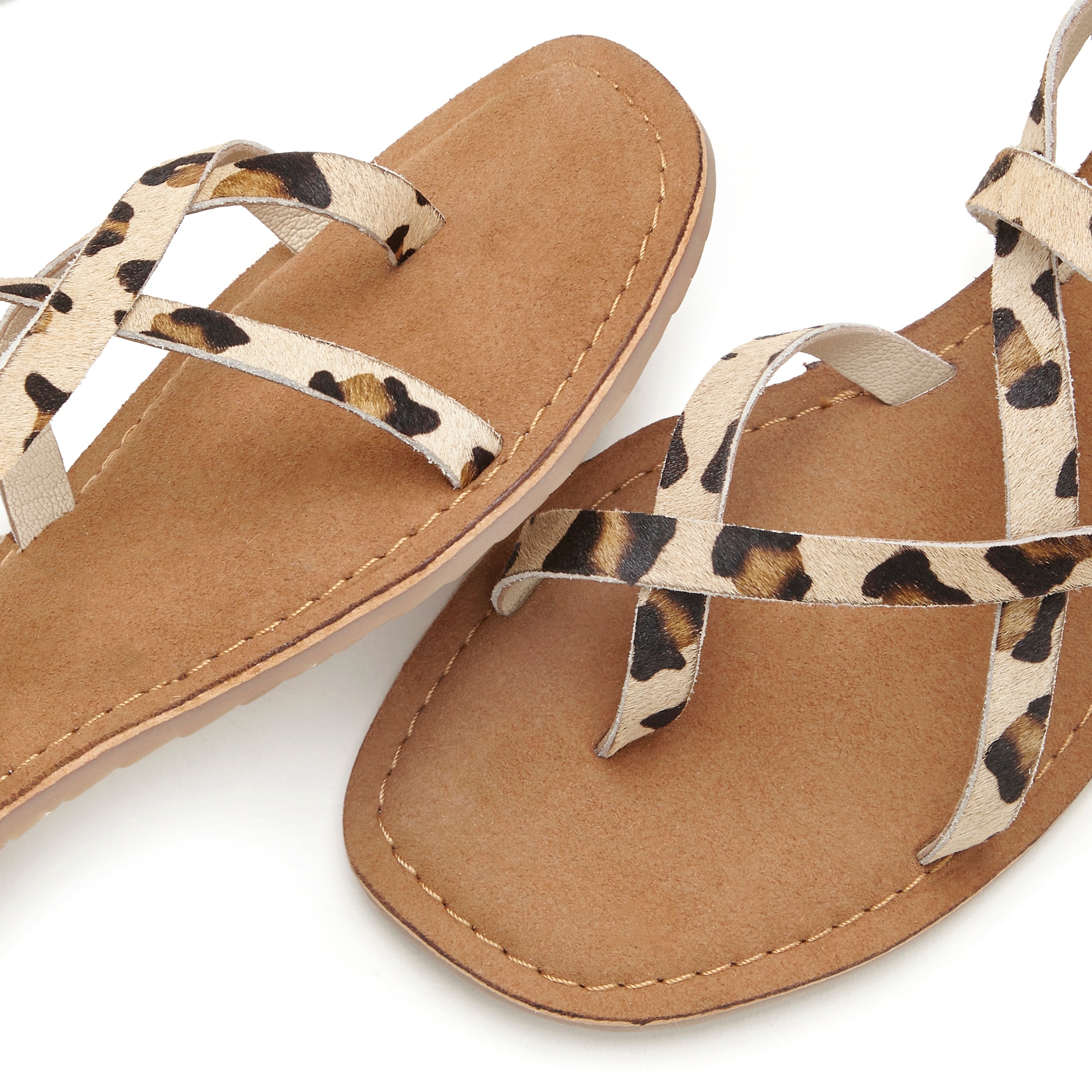 French Connection Sandale »Sandalette, Sommerschuhe, offener Schuh, Ledersandale«  NEU aus hochwertigem Leder in modischem Leo-Look