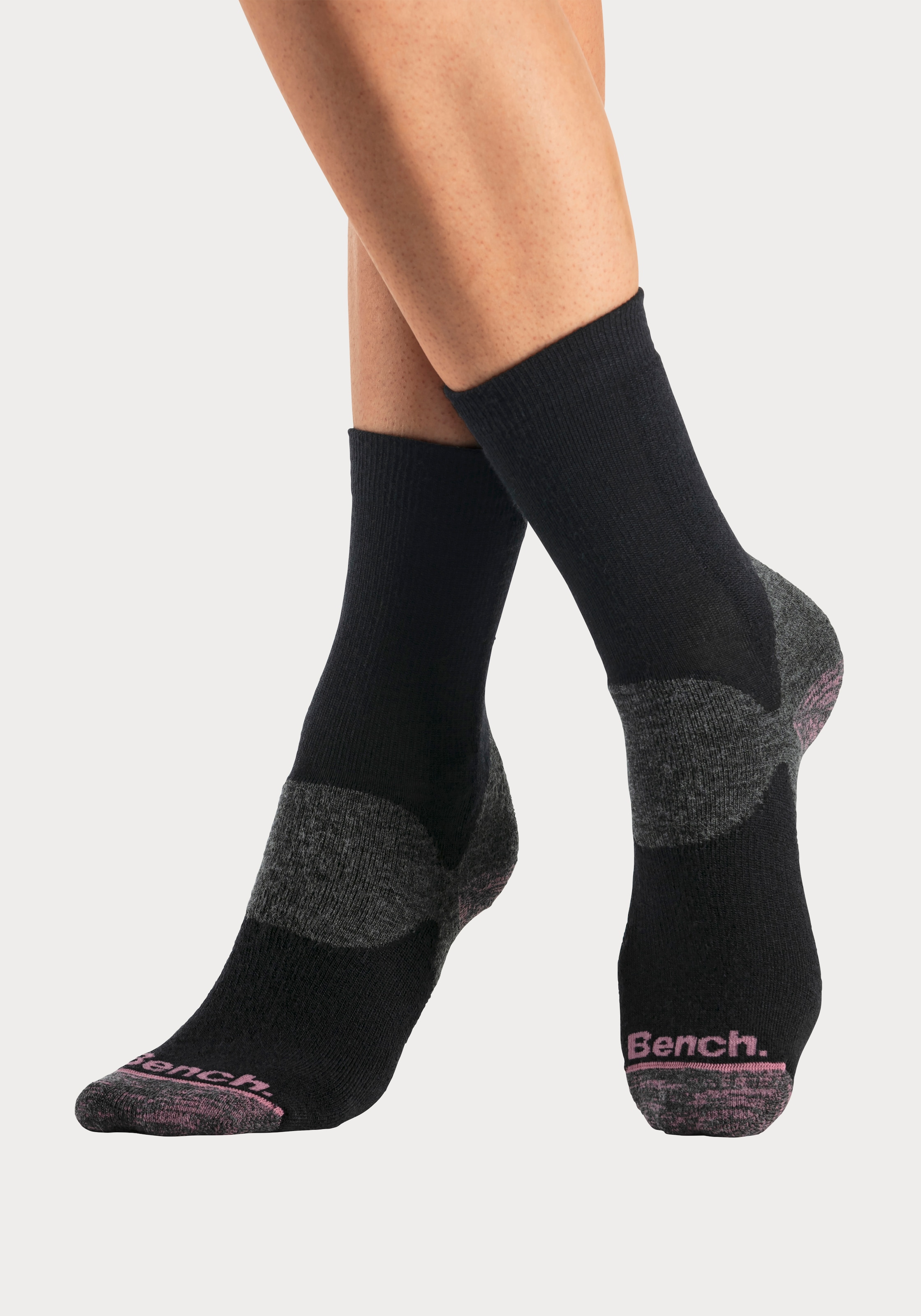 Bench. Wandersocken, (Packung, 2 Paar), Wollsocken aus flauschigem Material mit 36% Wolle