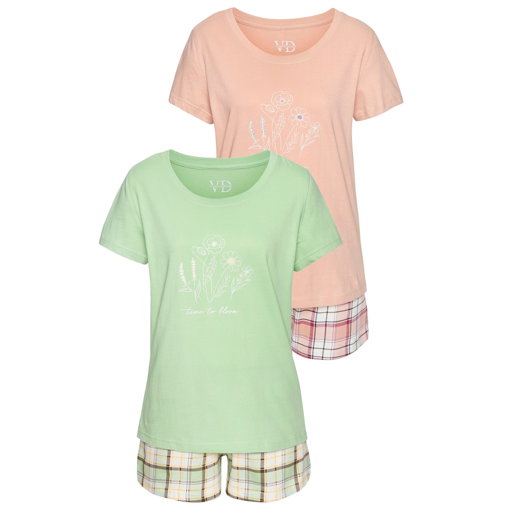 Vivance Dreams Shorty, (Set, 2 Stück), mit karierter Pyjamashorts