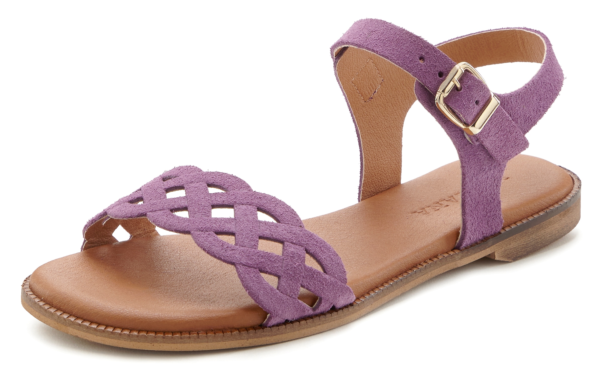 LASCANA Sandale »Sommerschuh«, Sandalette, Sommerschuh aus Leder mit Cut-Outs und weicher Innensohle