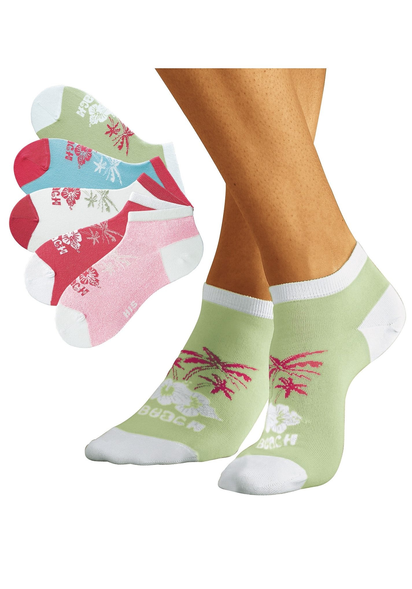 H.I.S Sneakersocken Packung, 5 Stk. tlg. im farbenfrohen Hawaii Design
