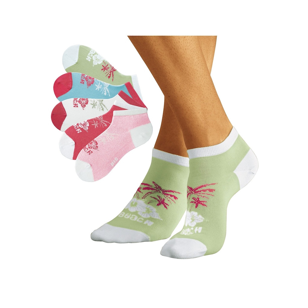H.I.S Sneakersocken, (Packung, 5 Paar), im farbenfrohen Hawaii Design