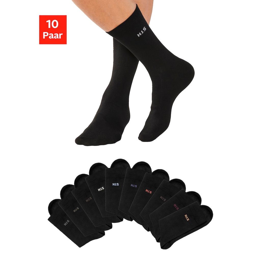 H.I.S Socken, (Packung, 10 Paar), mit farbigem Innenbund