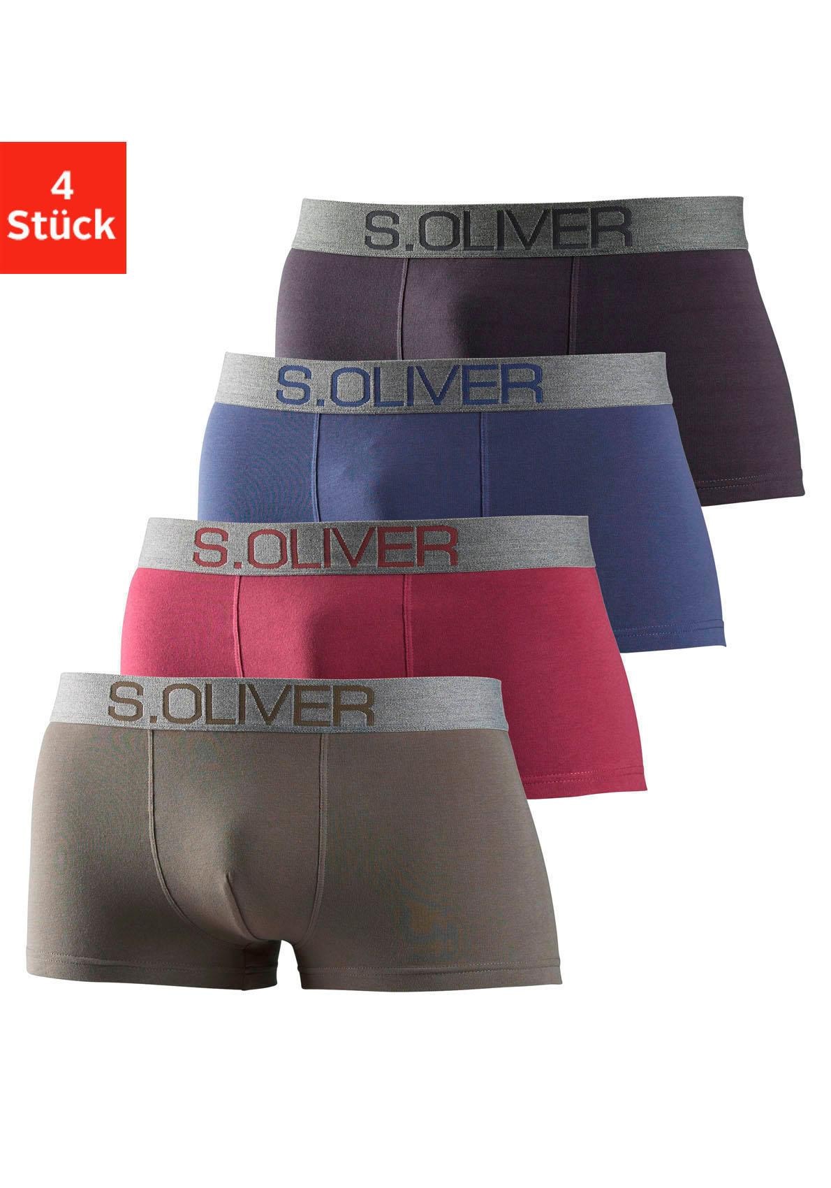 s.Oliver Hipster Packung, 4 Stk. knapp sitzende Boxershorts für Herren aus Baumwoll-Mix