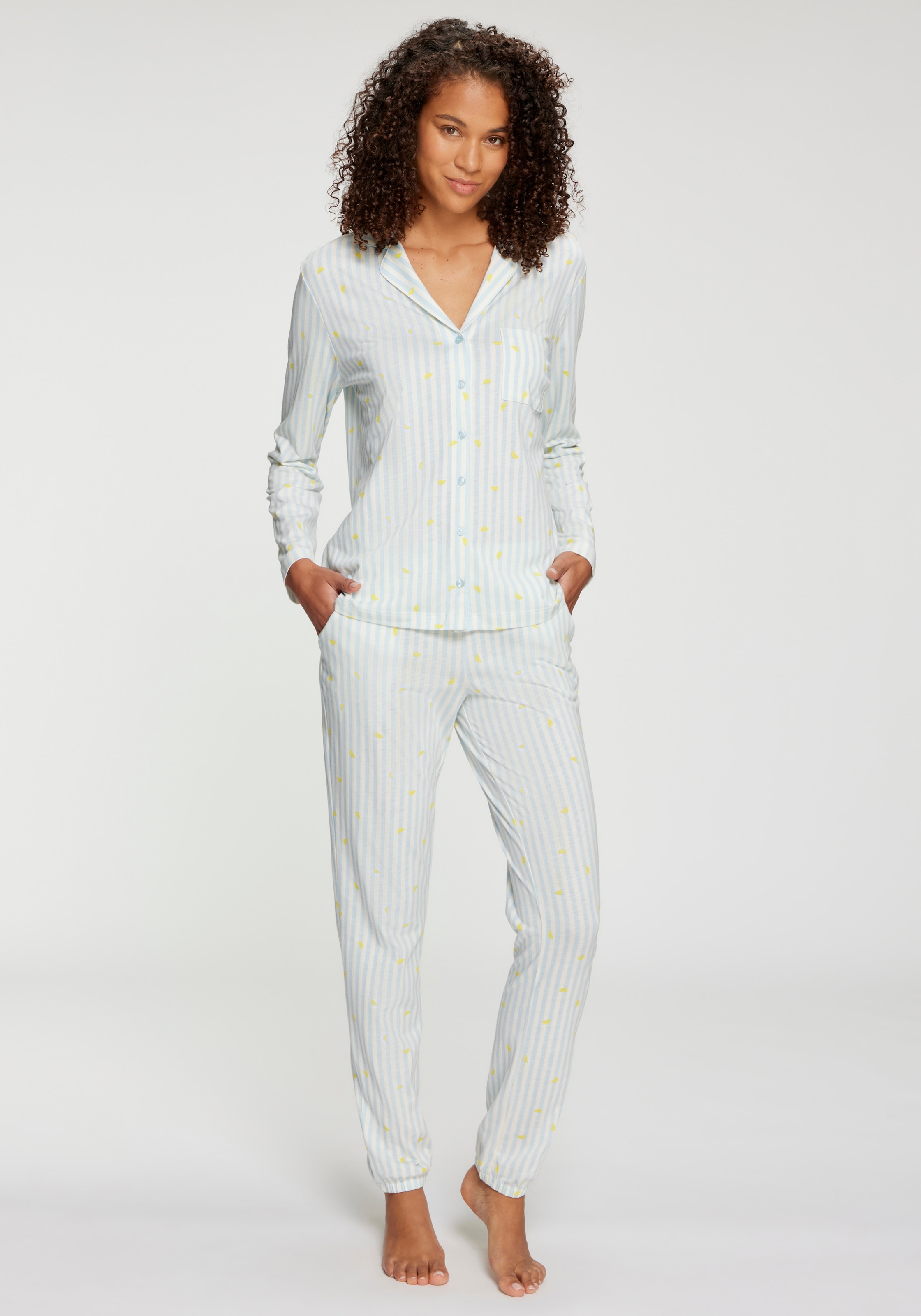 Vivance Dreams by Lascana Pyjamaoberteil mit süssem Streifen- und Früchtedruck