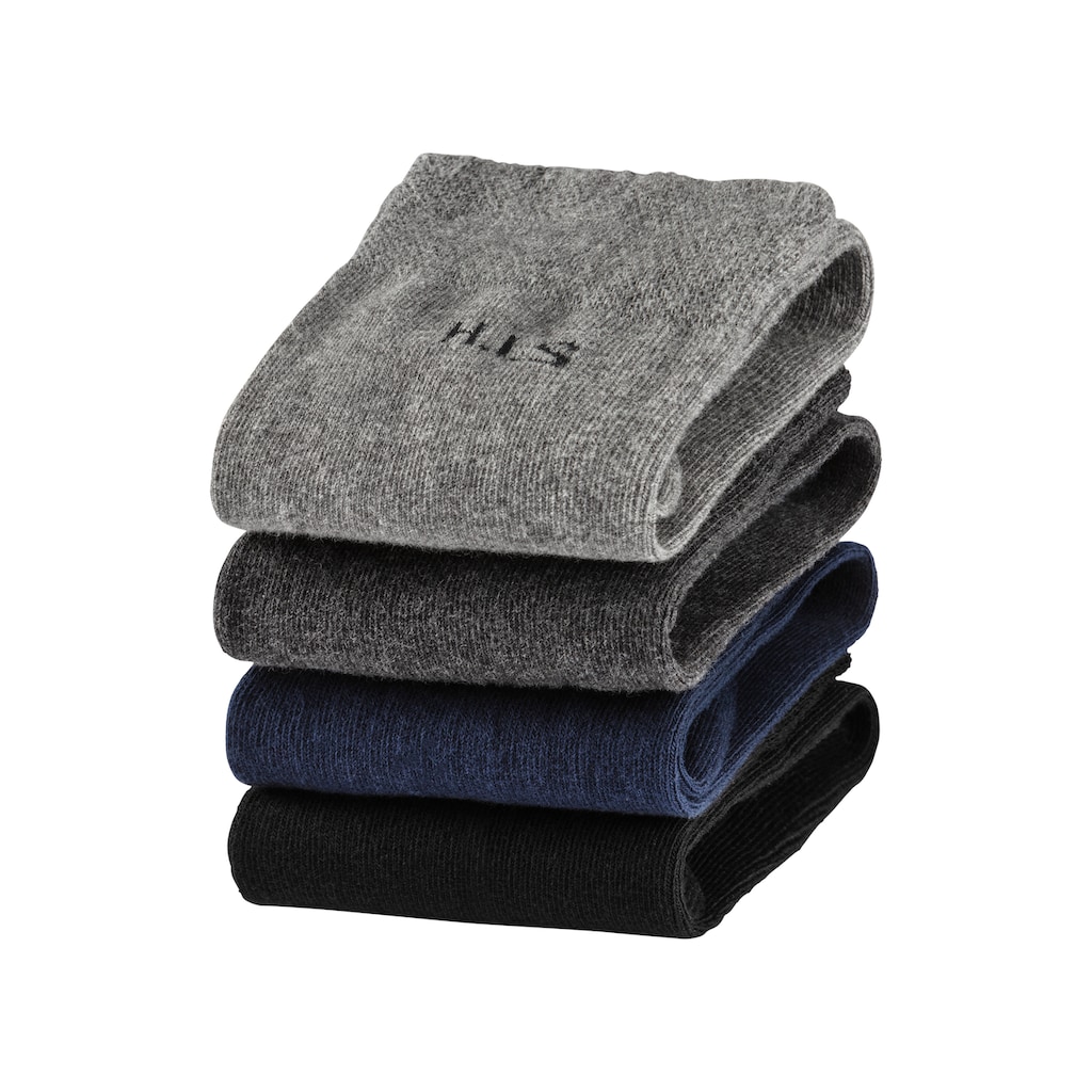 H.I.S Socken, (Packung, 4 Paar), mit druckfreiem Bündchen