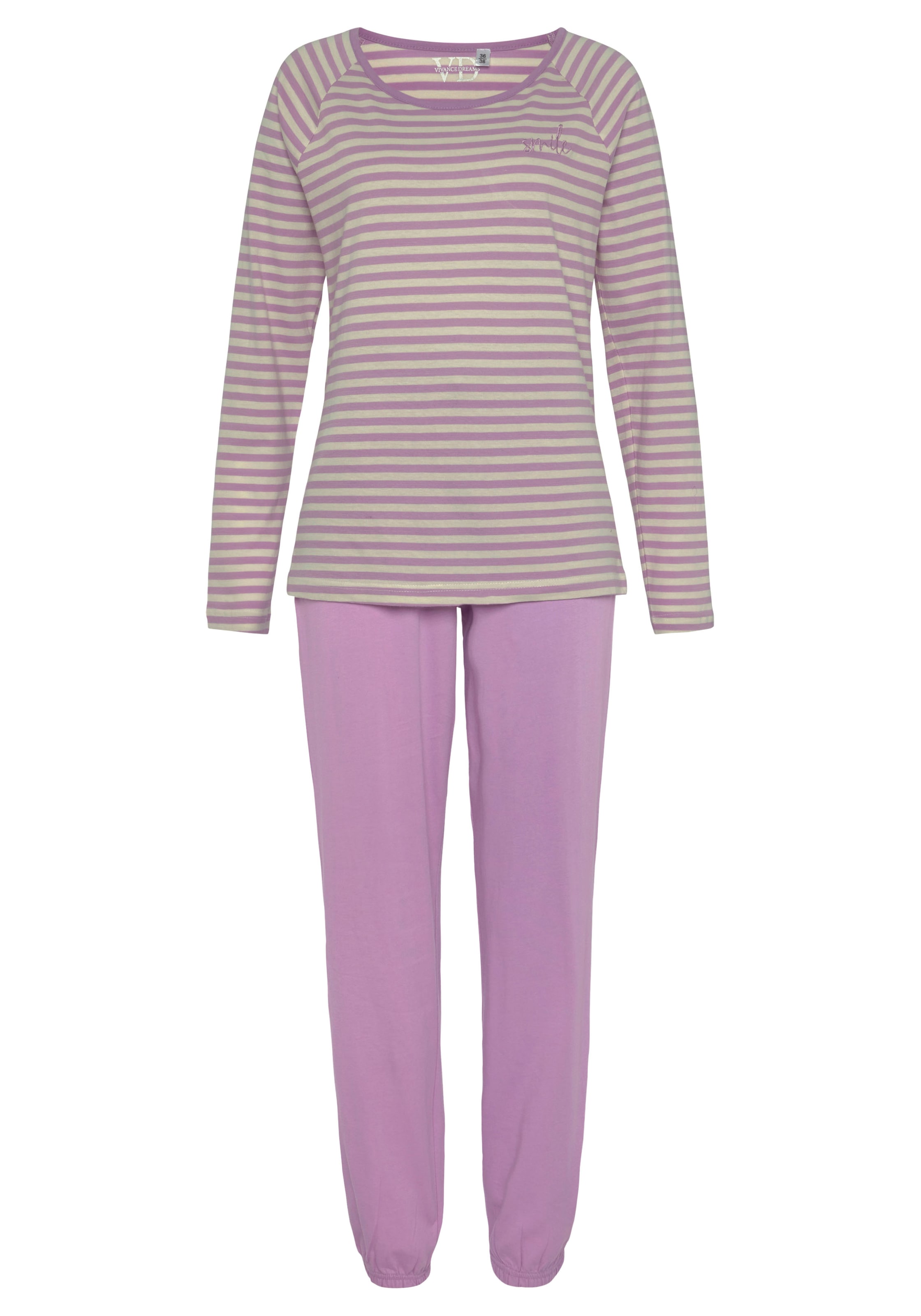 Vivance Dreams Pyjama, mit garngefärbten Streifen