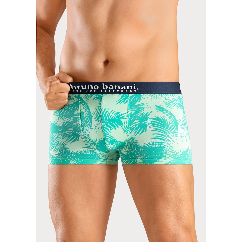 Bruno Banani Boxer »Boxershorts für Herren«, (Packung, 4 St., 4er-Pack), mit Palmendruck und unifarben aus Baumwollmischung