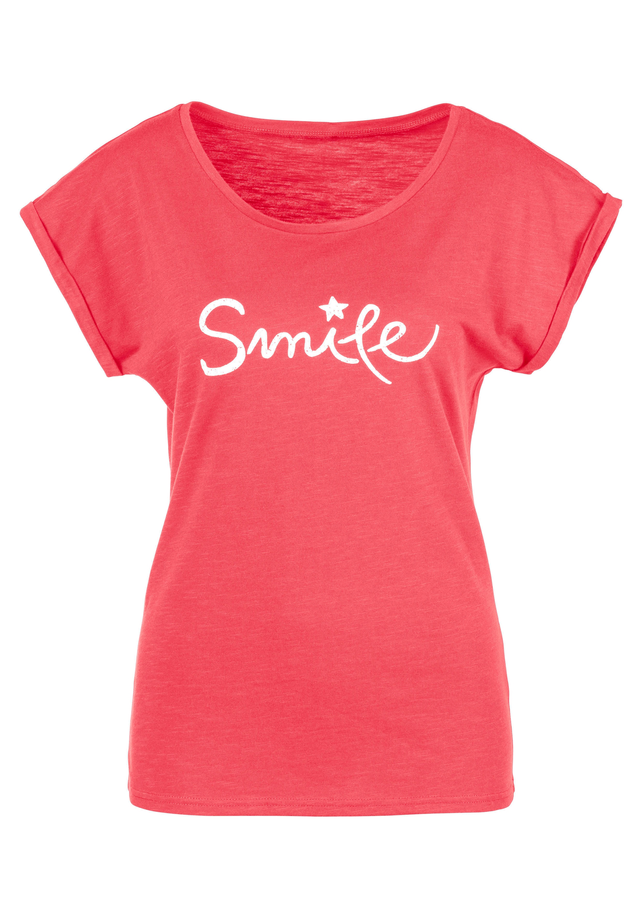 Beachtime T-Shirt »mit Frontdruck "Smile"«, aus weicher Baumwoll-Qualität