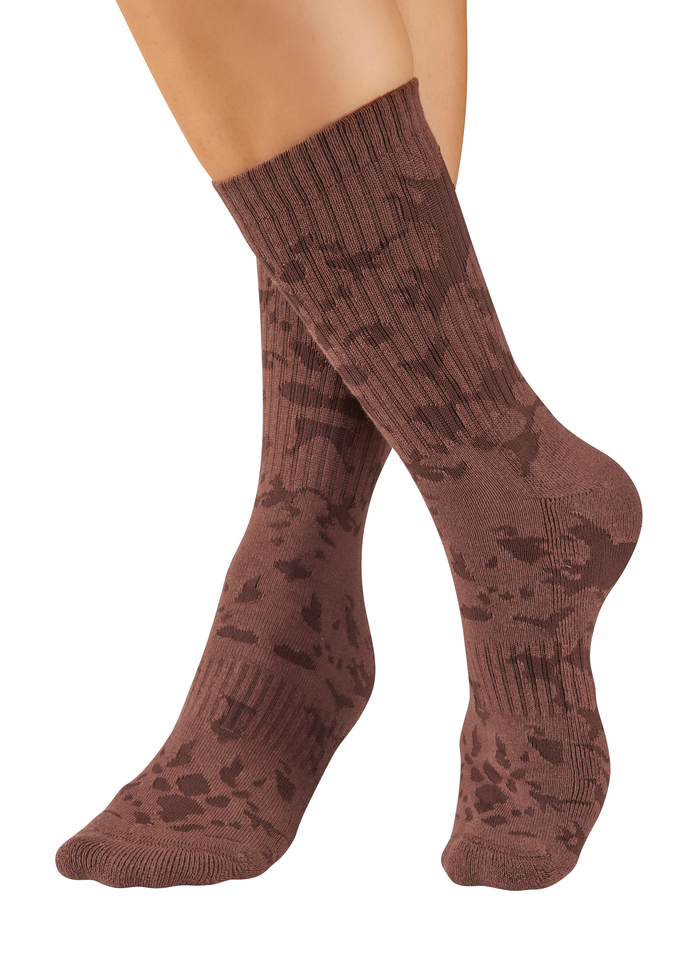 Buffalo Chaussettes de tennis »Damen Fussfrottee Sportsocken; modisch« Paquet, 5 Couple tlg. dans différents motifs animaliers