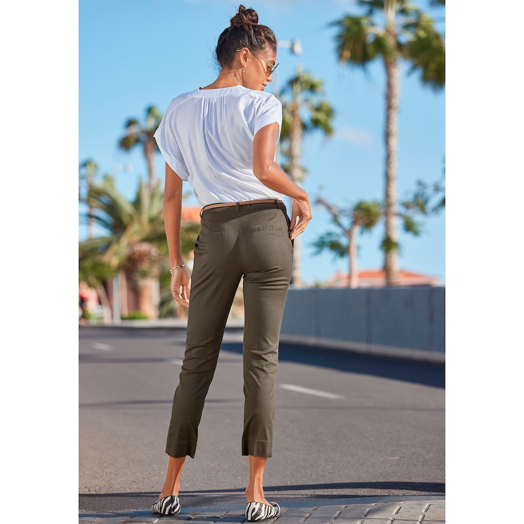 Vivance Chinohose, (mit Gürtel in Lederoptik), in klassischer Basic-Form, Stoffhose, Business-Look