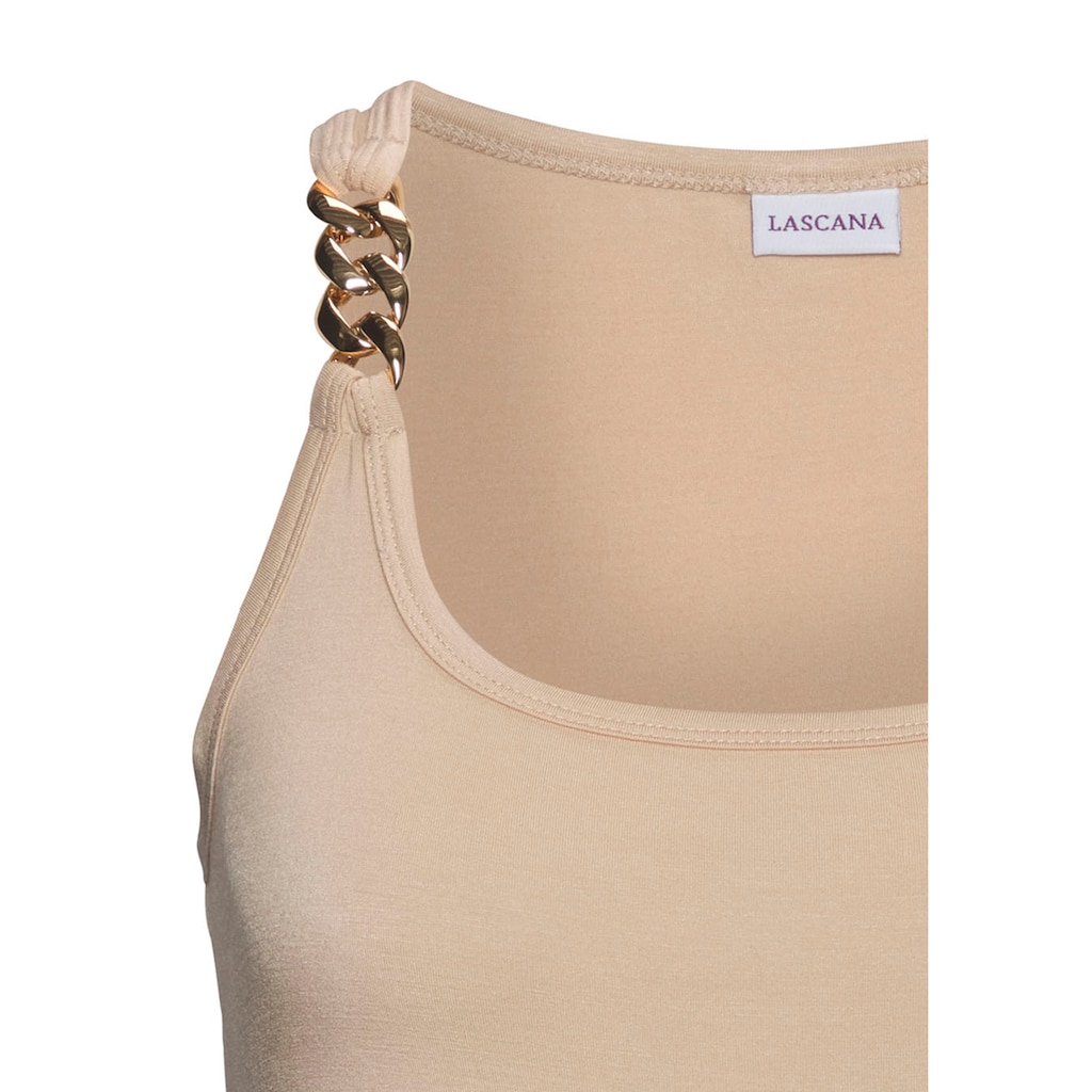 LASCANA Tanktop, mit Kettendetails an den Trägern, figurbetontes Jerseytop