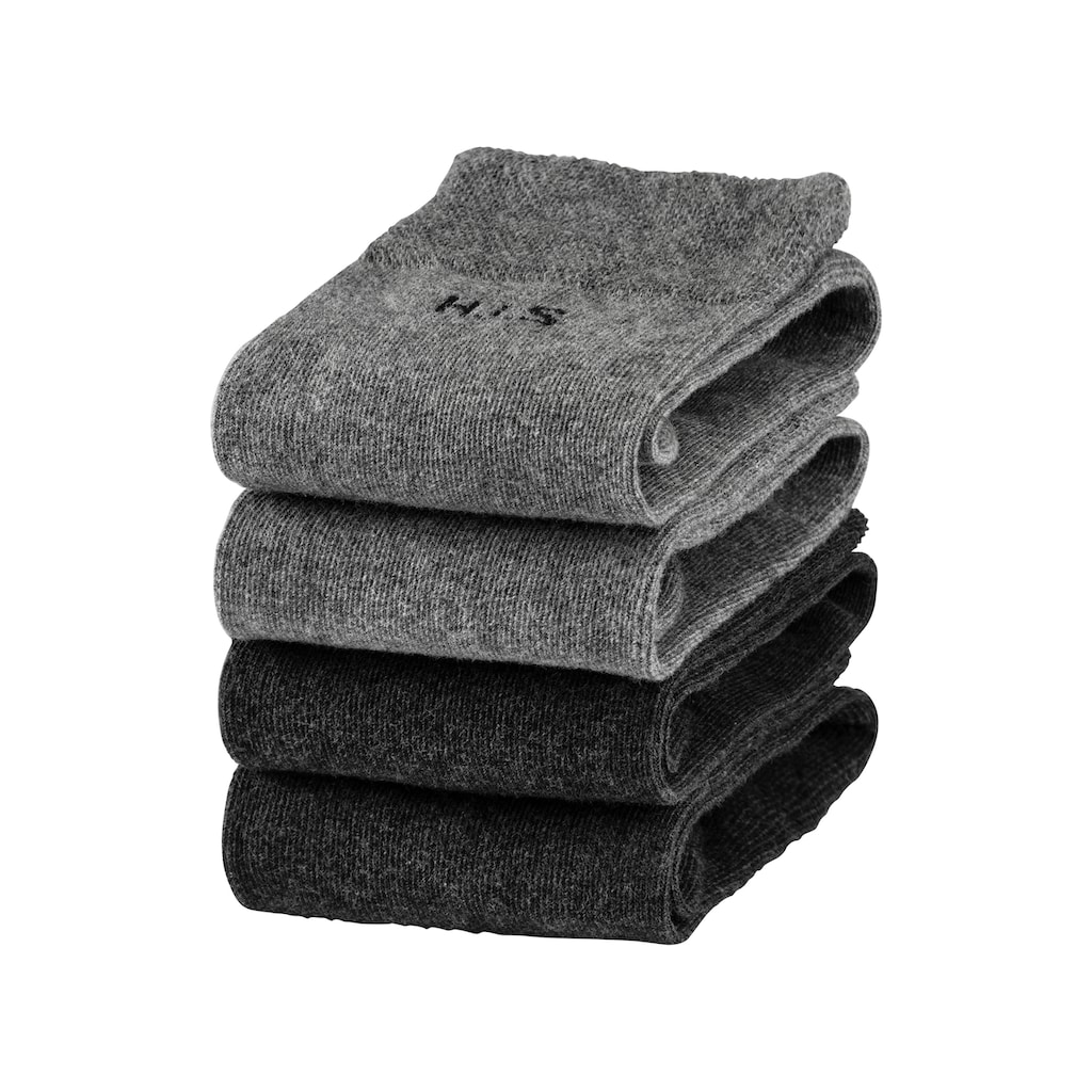 H.I.S Socken, (Packung, 4 Paar), mit druckfreiem Bündchen