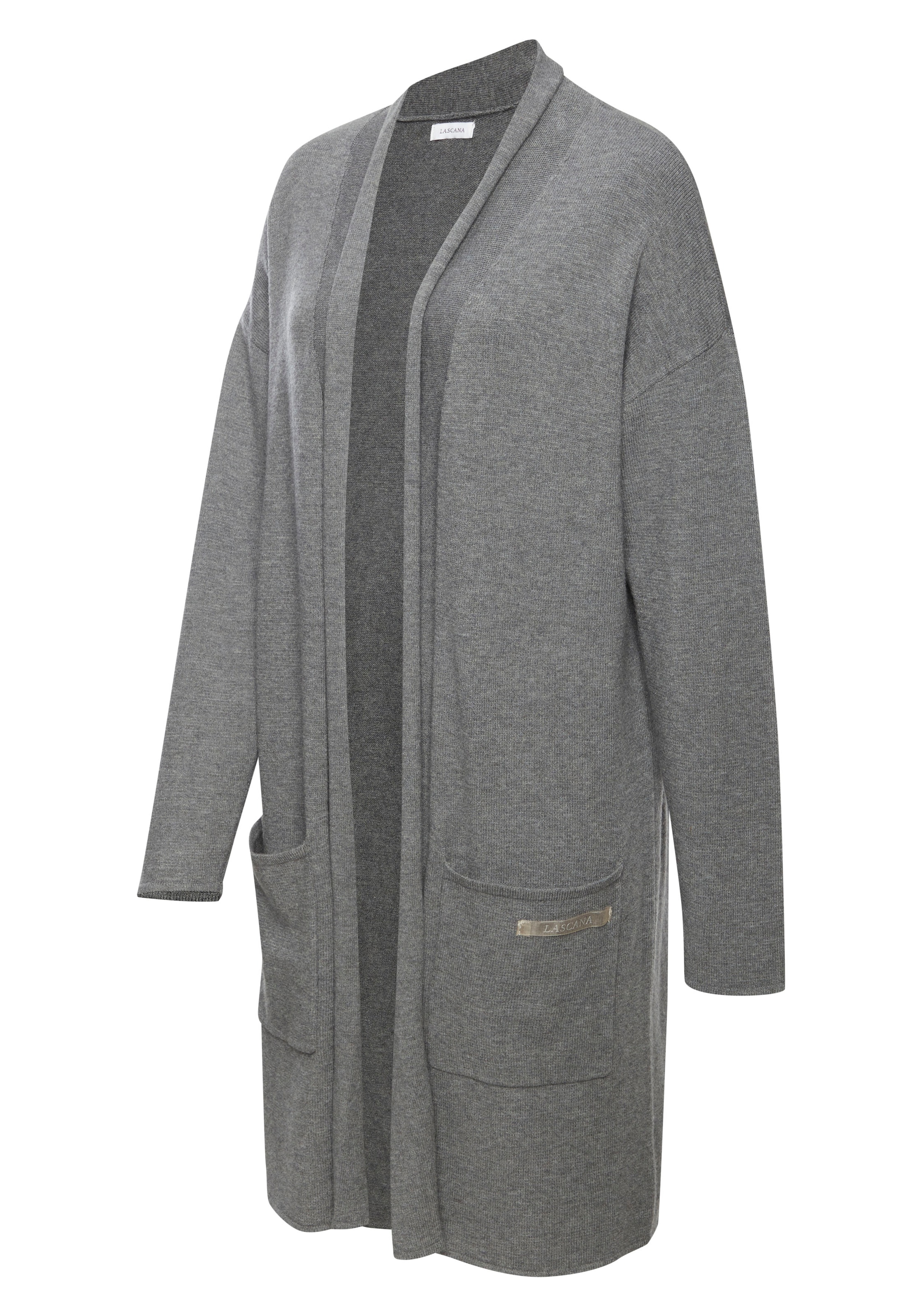 LASCANA Cardigan long mit aufgesetzte Taschen und Umlegekragen, Loungewear