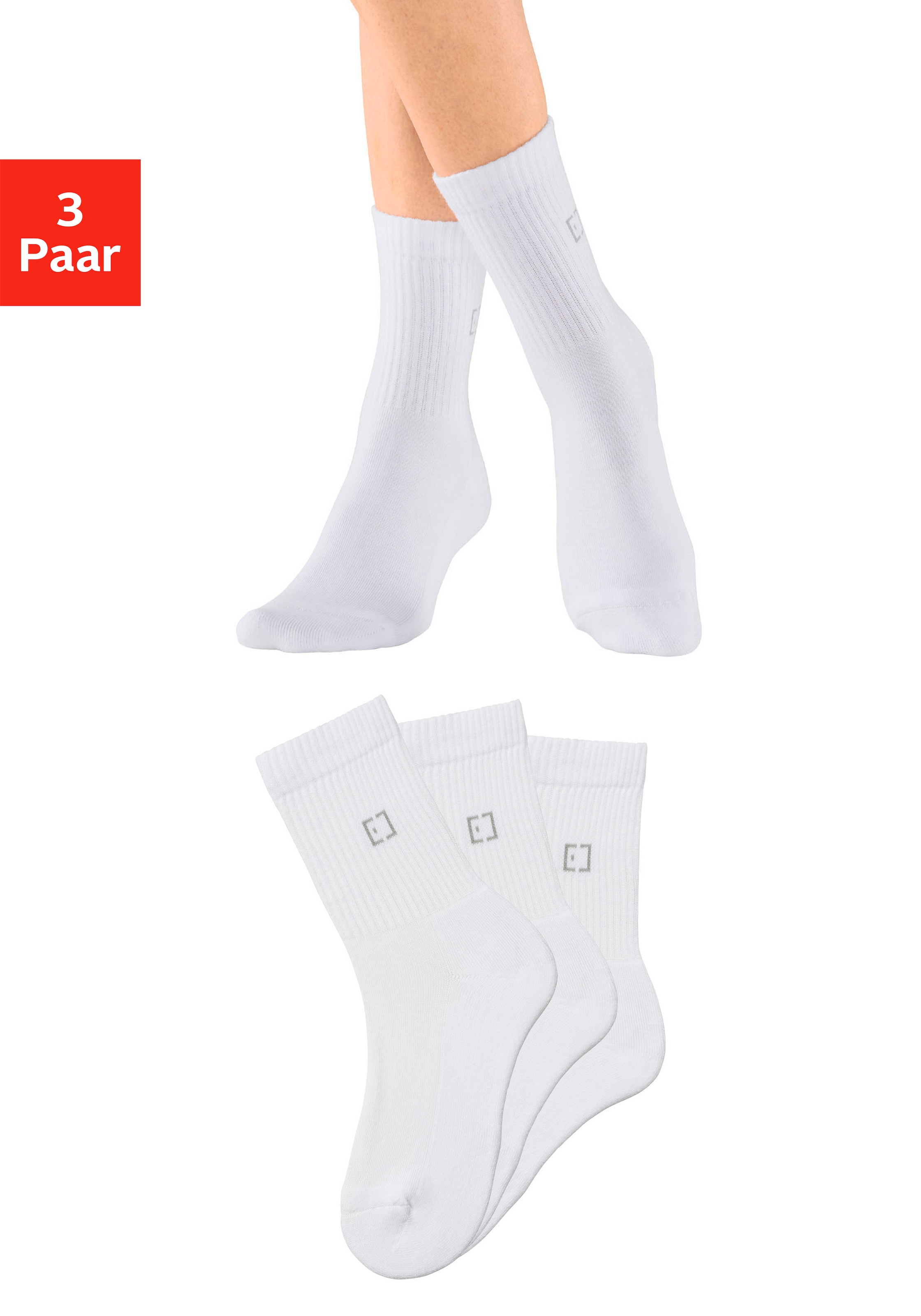 Elbsand Socken Packung, 3 Stk. tlg. mit Frottee und eingestricktem Markenlogo