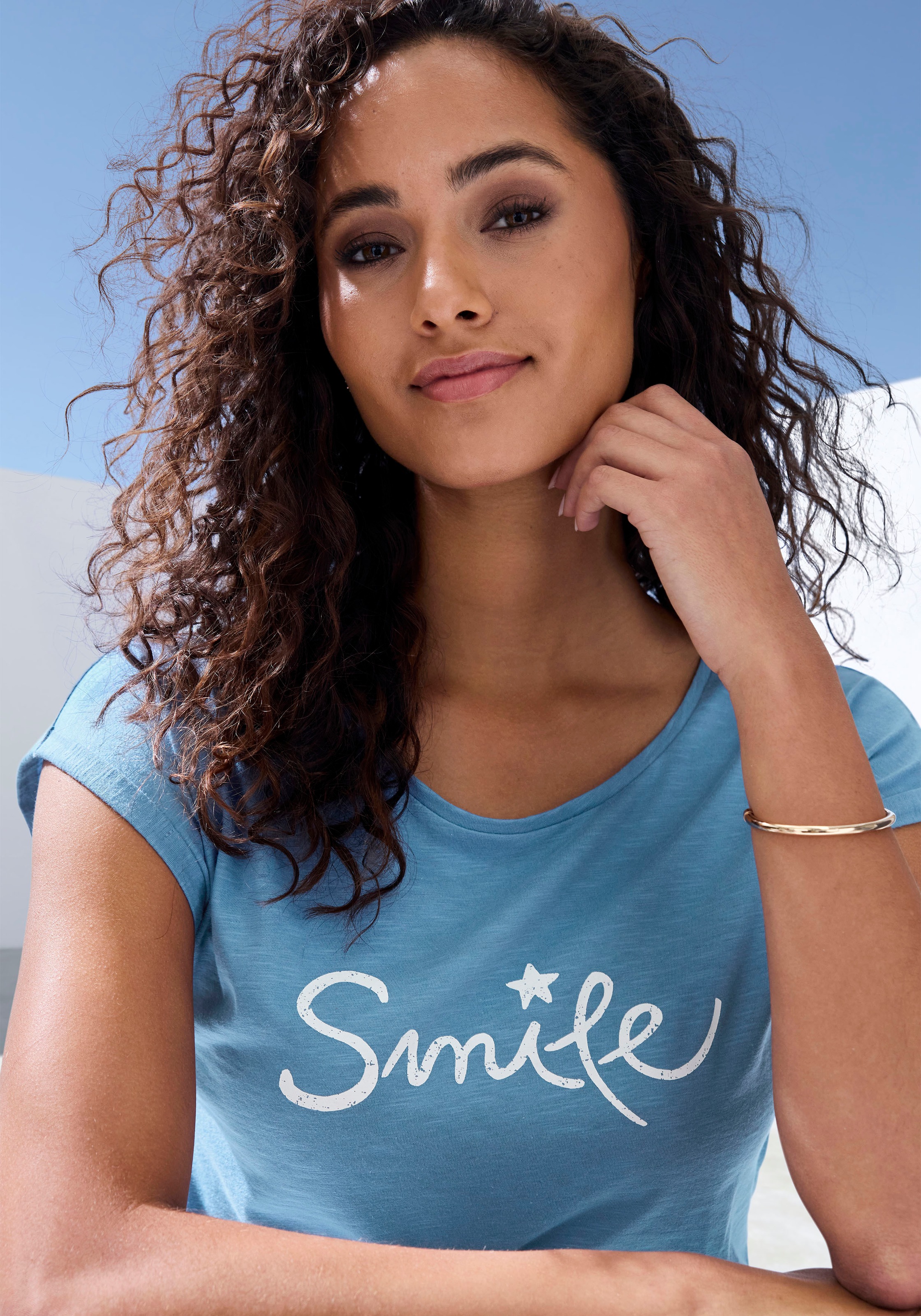 Beachtime T-Shirt »mit Frontdruck "Smile"«, aus weicher Baumwoll-Qualität