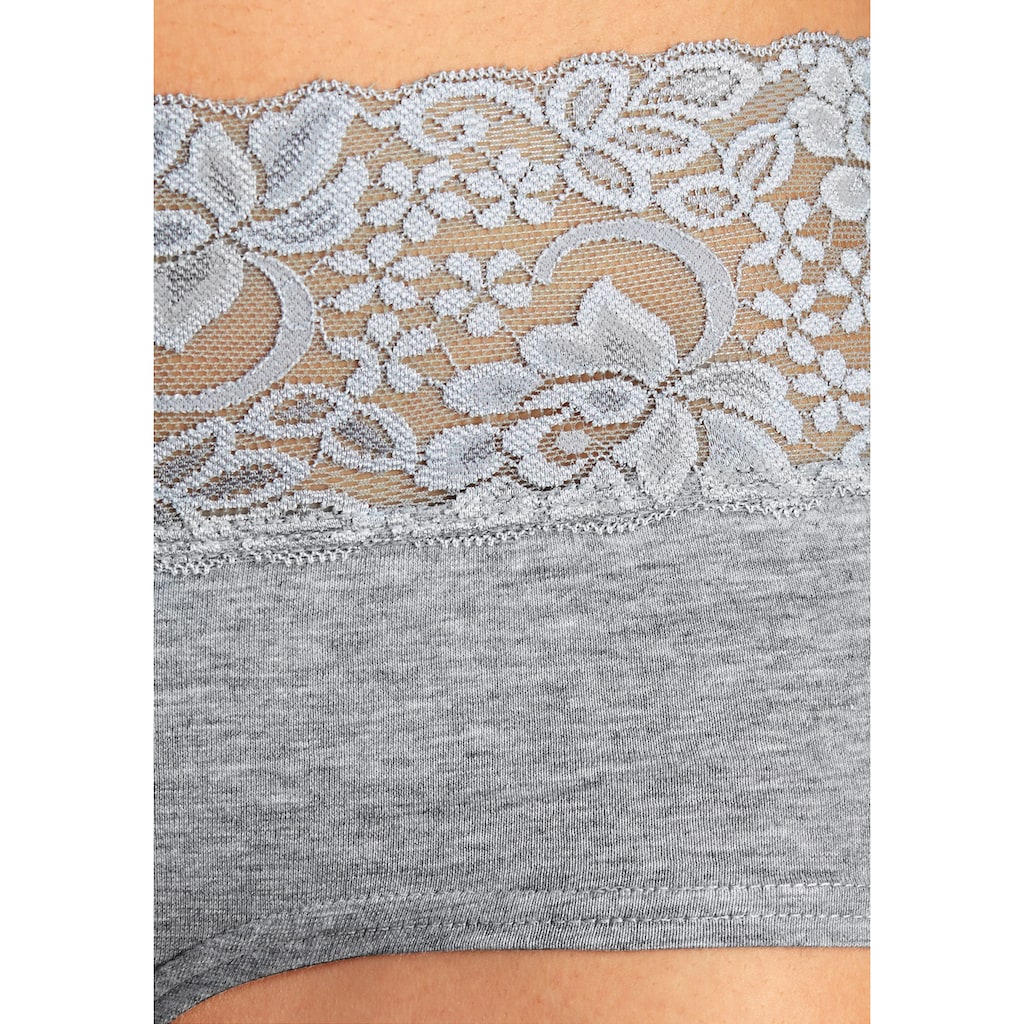 Vivance Panty, (3er-Pack), aus elastischer Baumwolle mit floraler Spitze