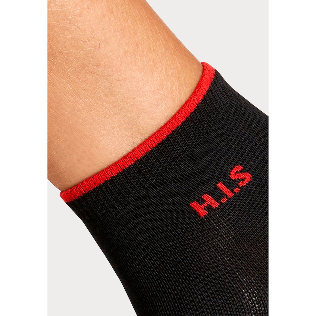 H.I.S Kurzsocken, (Packung, 7 Paar), mit farbigen Bündchen