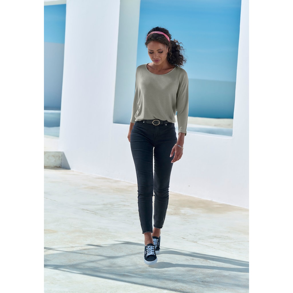 LASCANA 3/4-Arm-Shirt »mit Fledermausärmeln«, aus weicher Feinstrick- Qualität mit Viskose