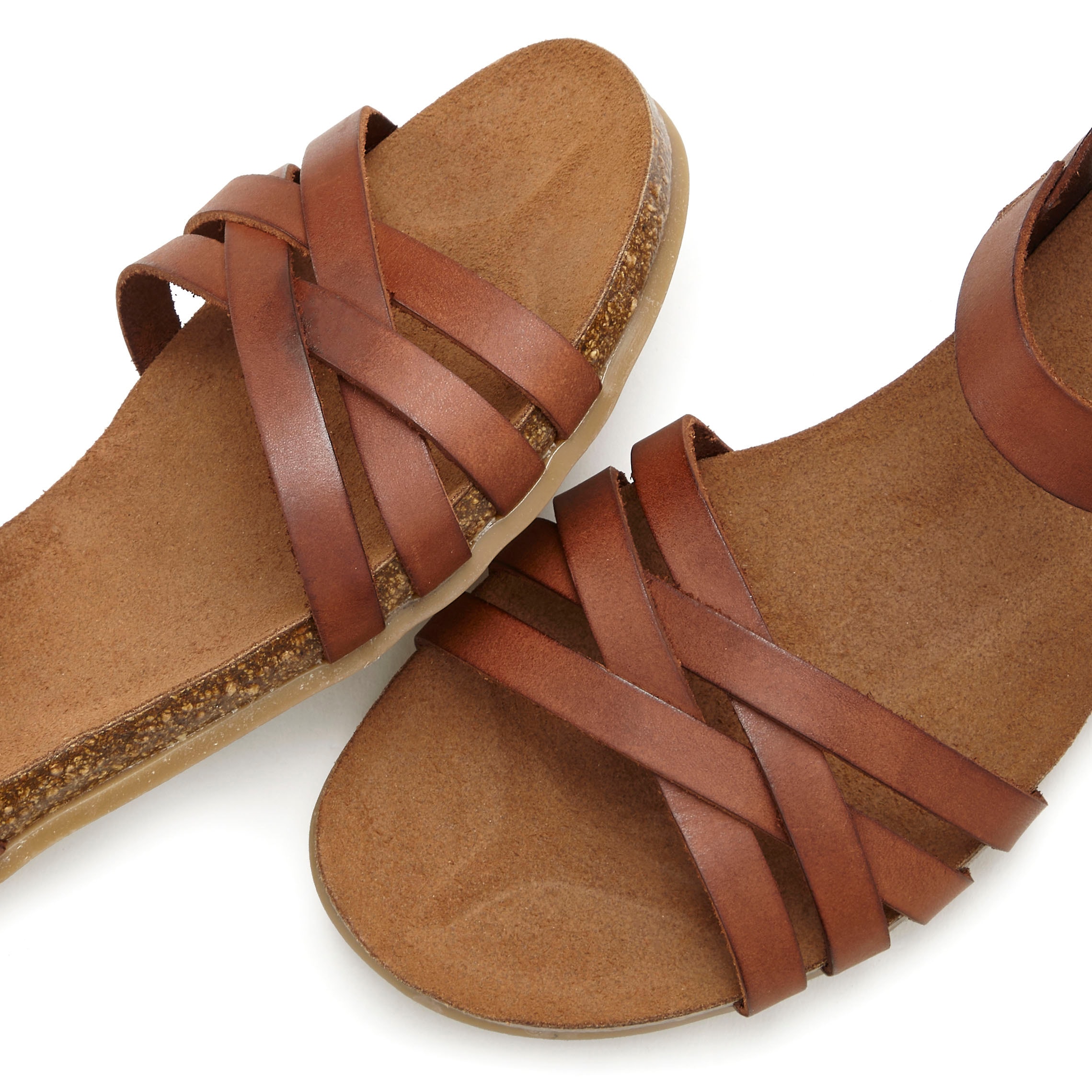 LASCANA Sandale »Sandalette, Sommerschuh«, aus Leder mit komfortablem Korkfussbett