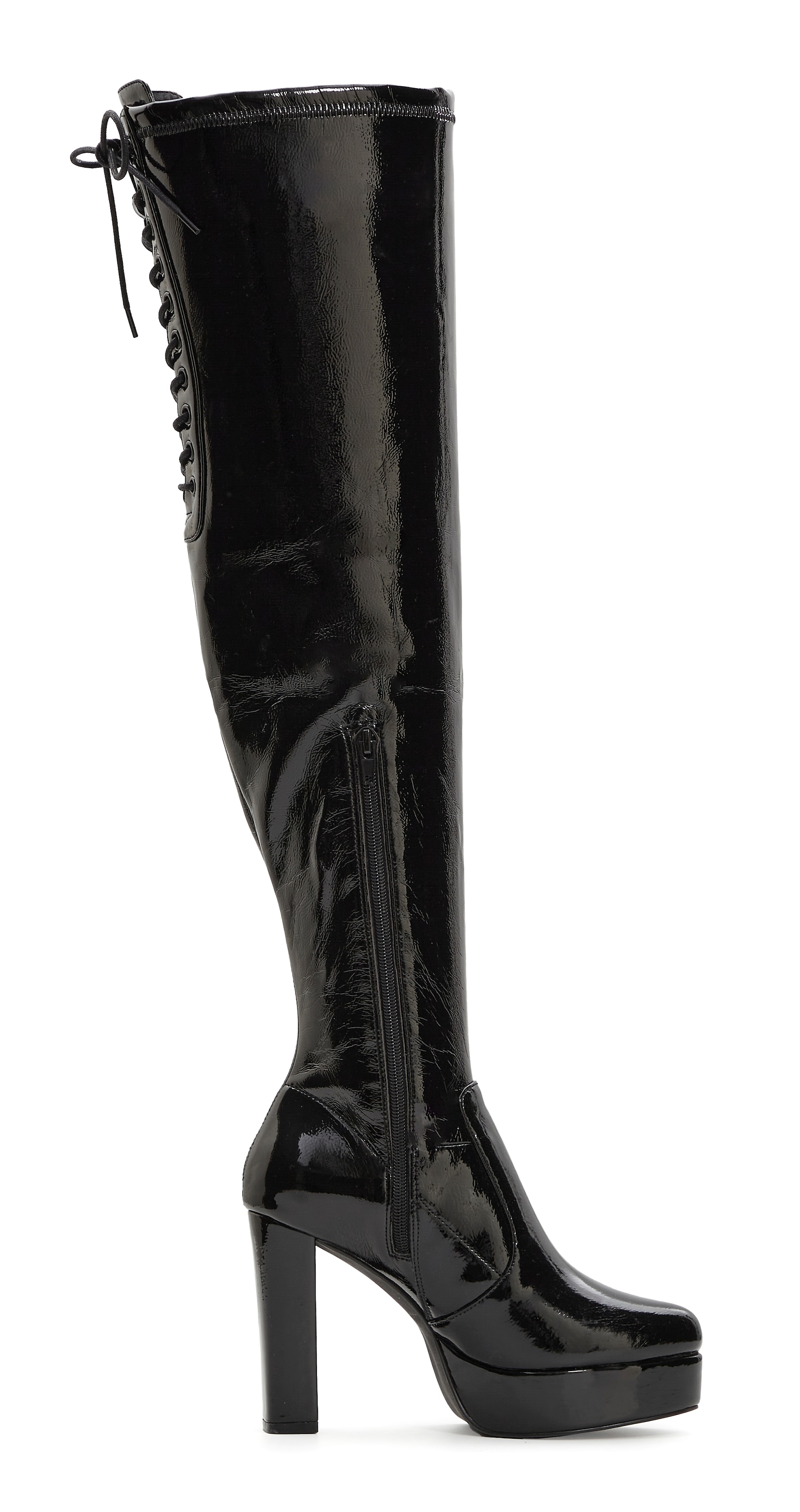 LASCANA Belle Affaire Bottes cuissardes »High-Heel-Stiefelette mit Plateau,«  in erotischer Lack-Optik