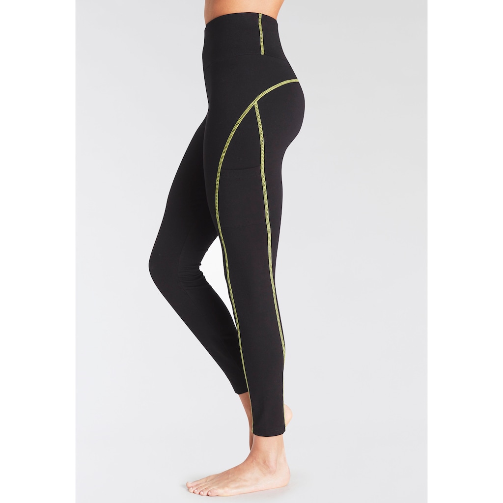 LASCANA ACTIVE Leggings, mit Kontrastnähten und breitem Bund