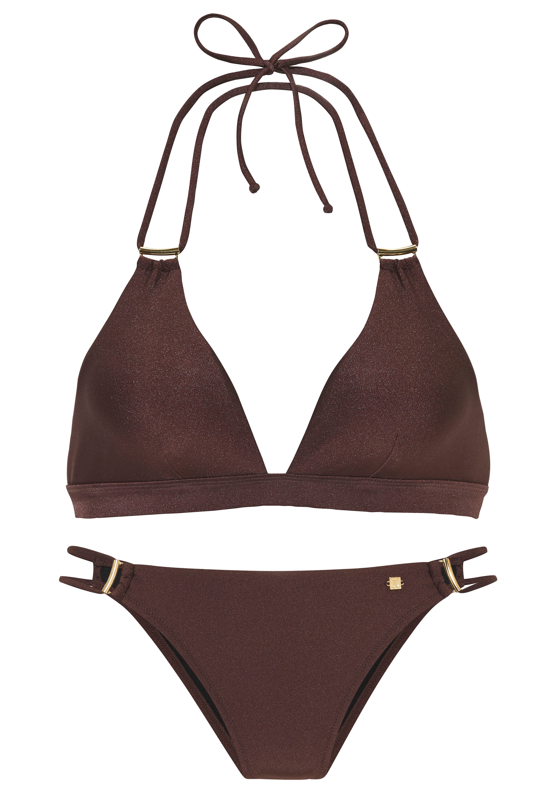 JETTE Triangel-Bikini »Giulia«, mit goldfarbener Glanzbeschichtung und Accessoires