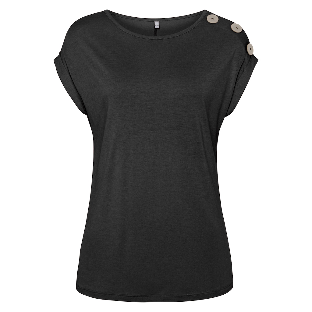 Buffalo Kurzarmshirt, mit Zierknöpfen, bequemes T-Shirt aus Jersey, Basic