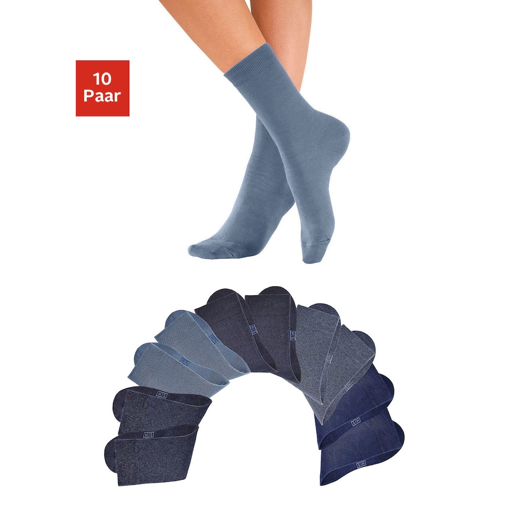 H.I.S Freizeitsocken, (Packung, 10 Paar), mit weichen Rippbündchen