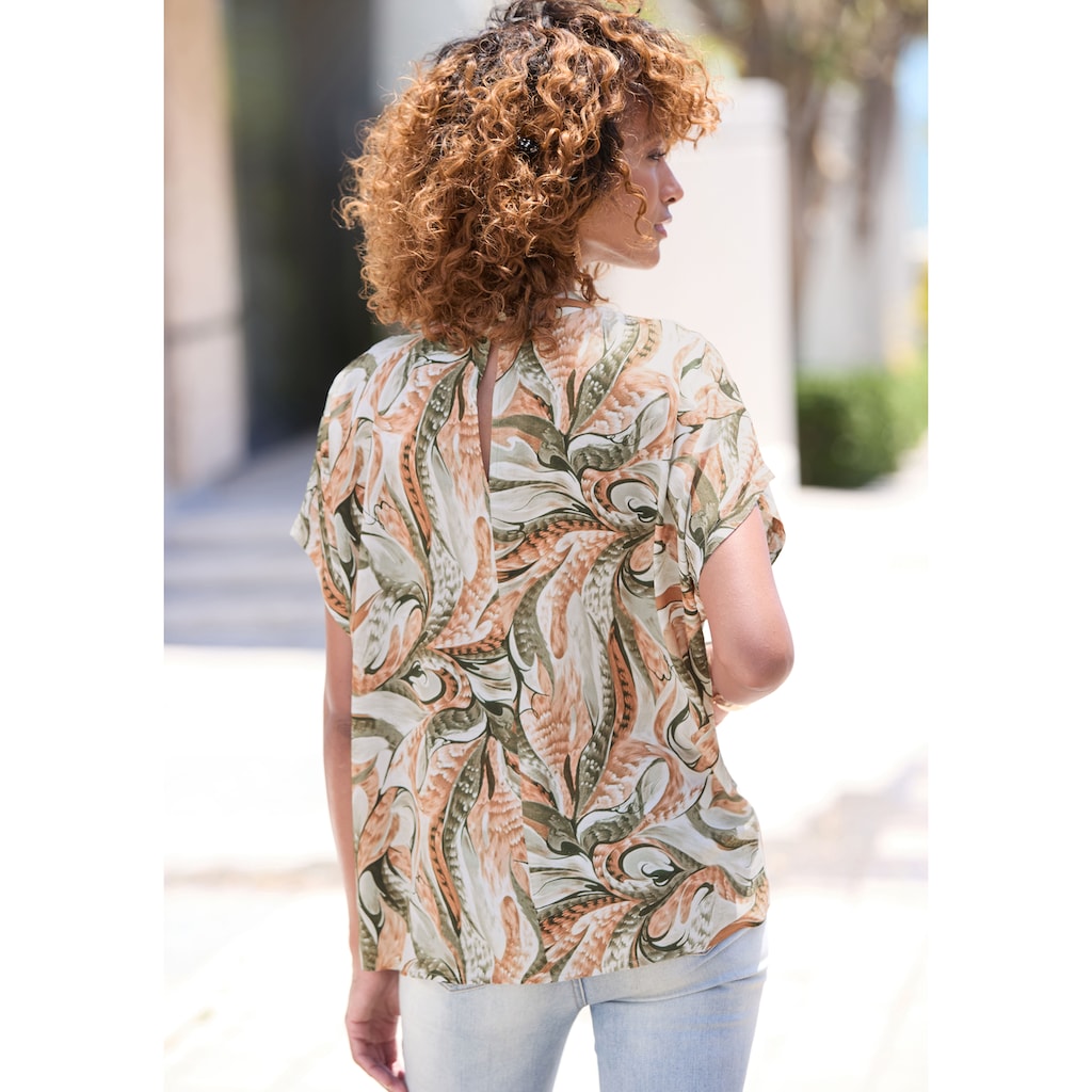 LASCANA Kurzarmbluse, mit Alloverdruck, Damenbluse, sportlich elegant