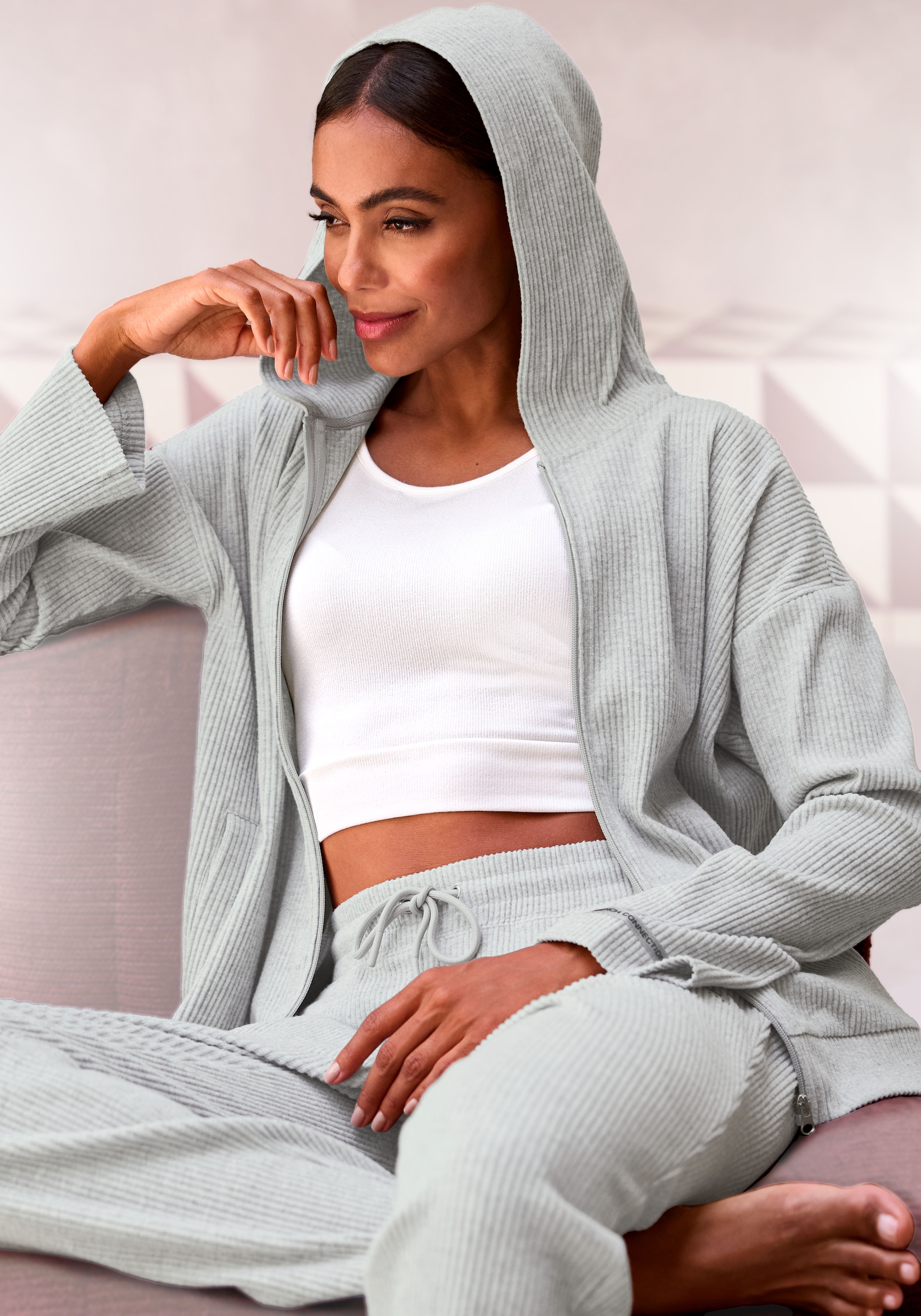 French Connection Sweatjacke weiche Rippstruktur, Loungewear